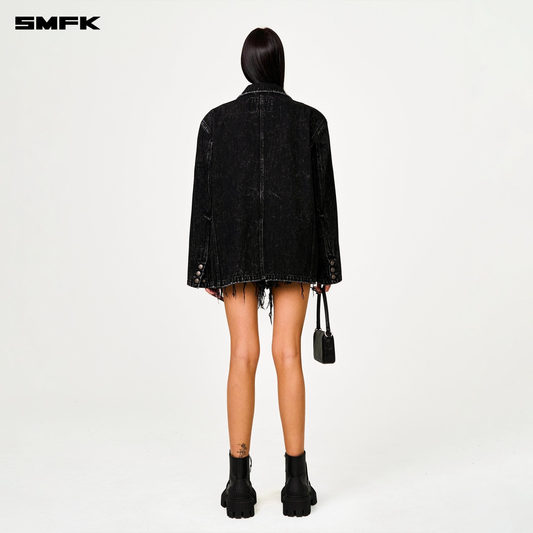 SMFK Compass Cross Classic Wild Denim Shorts In Black | MADAX