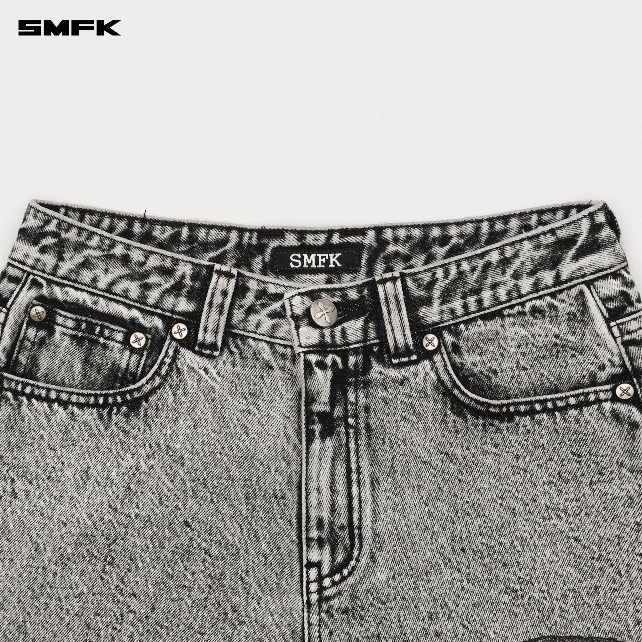 SMFK Compass Cross Classic Wild Denim Shorts In Gray | MADAX