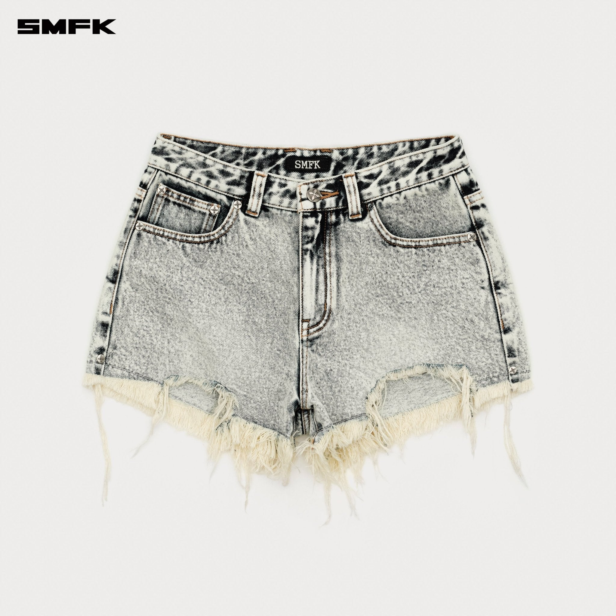 SMFK Compass Cross Classic Wild Denim Shorts In White | MADAX