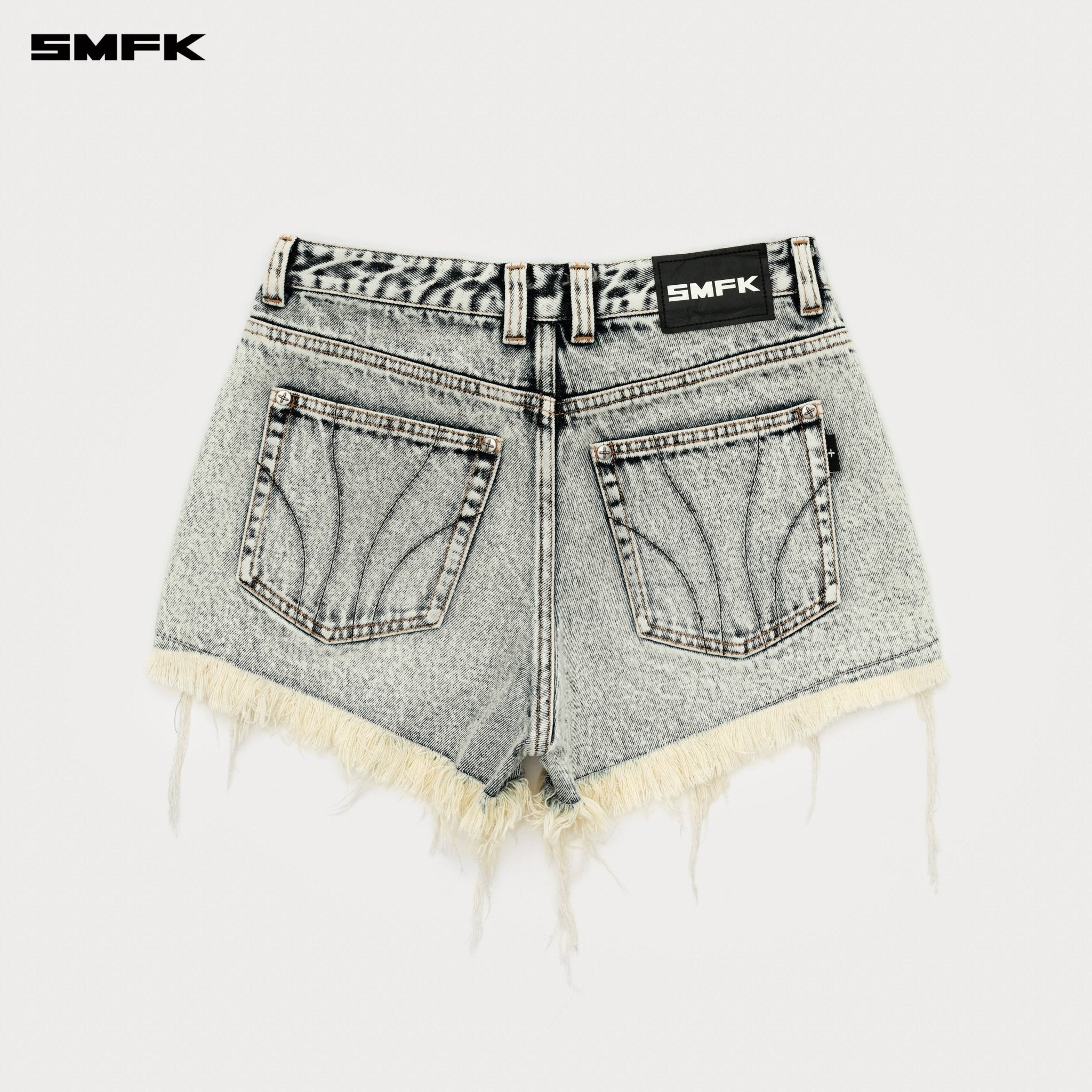 SMFK Compass Cross Classic Wild Denim Shorts In White | MADAX