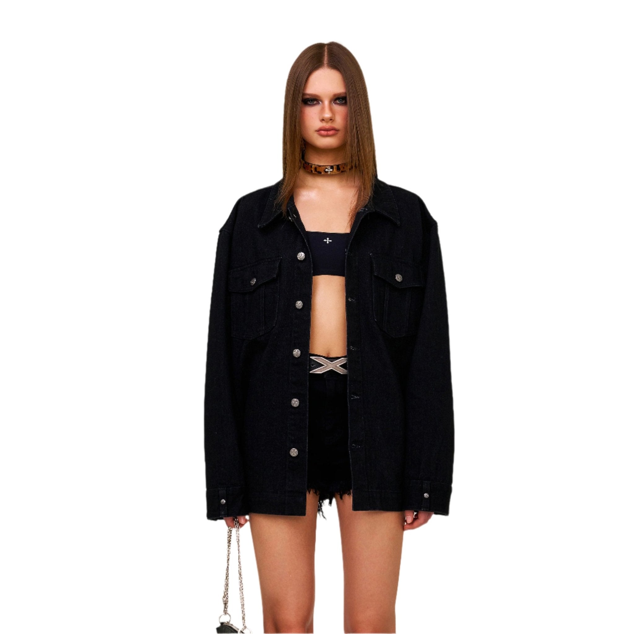 SMFK Compass Cross Classic Wilderness Denim Shirt In Black | MADAX