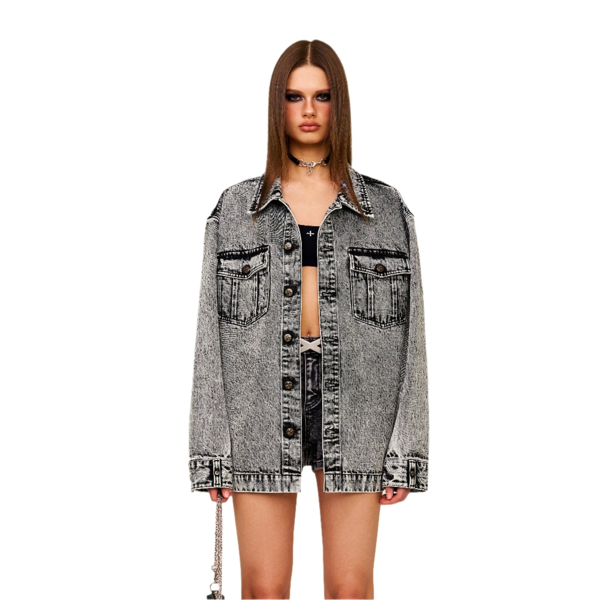 SMFK Compass Cross Classic Wilderness Denim Shirt In Gray | MADAX