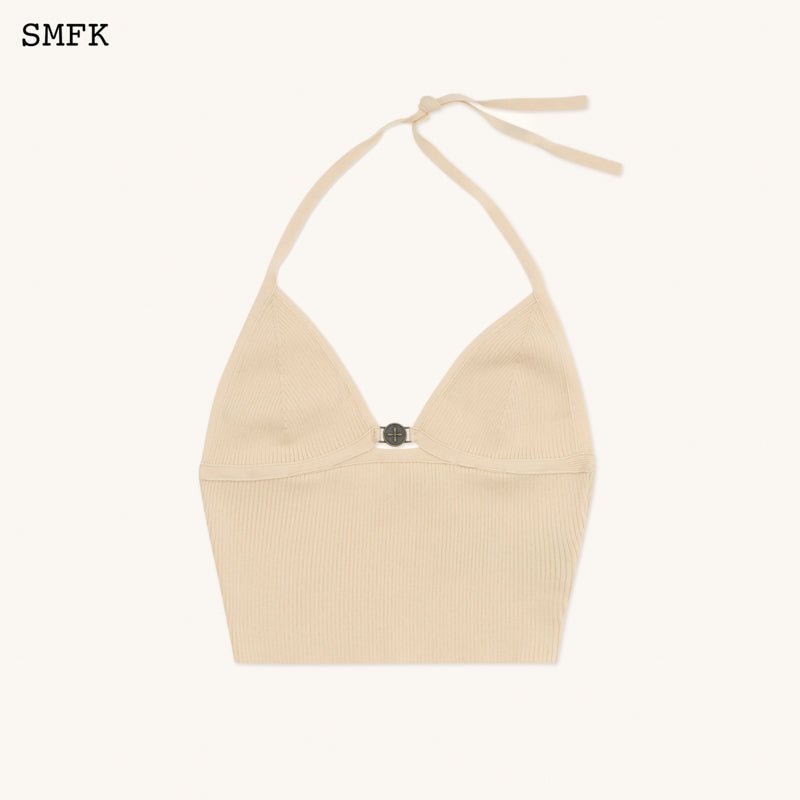 SMFK Compass Cross Knitted Halter-Neck Top Nude | MADA IN CHINA