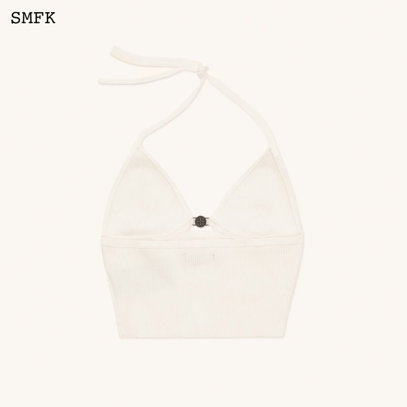 SMFK Compass Cross Knitted Halter-Neck Top White | MADA IN CHINA