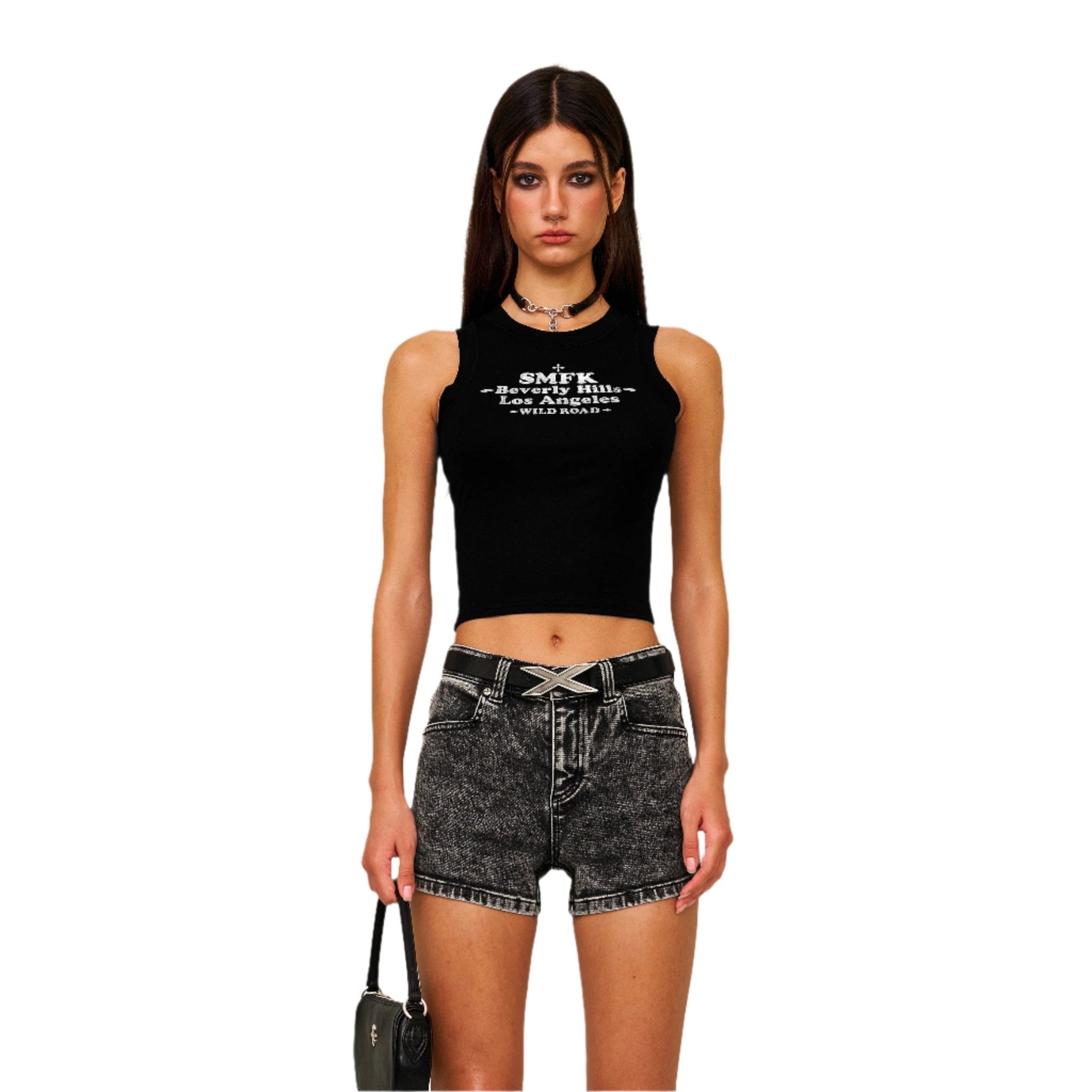 SMFK Compass Dancer Classic Denim Shorts In Gray | MADAX