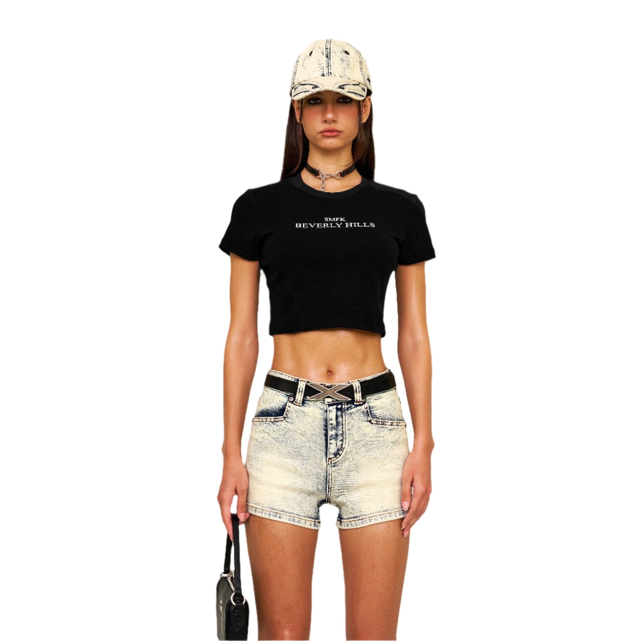 SMFK Compass Dancer Classic Denim Shorts In White | MADAX