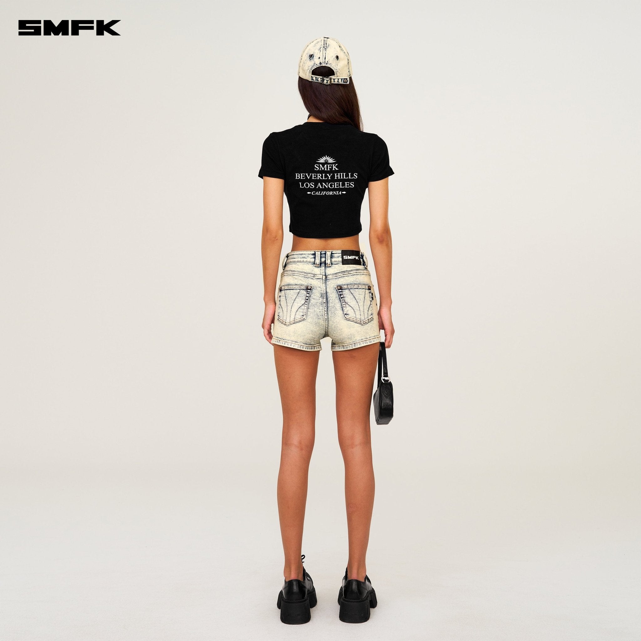 SMFK Compass Dancer Classic Denim Shorts In White | MADAX