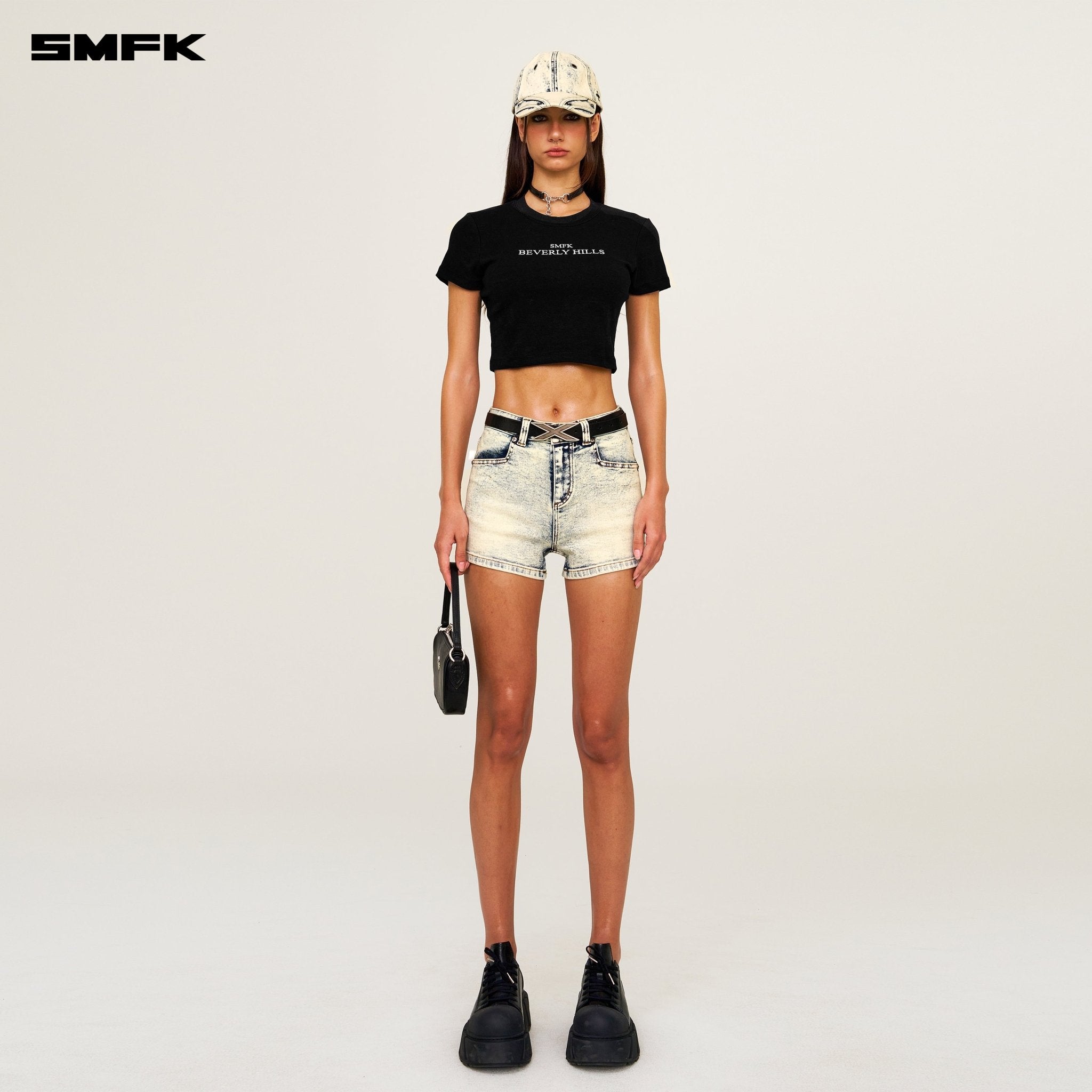SMFK Compass Dancer Classic Denim Shorts In White | MADAX