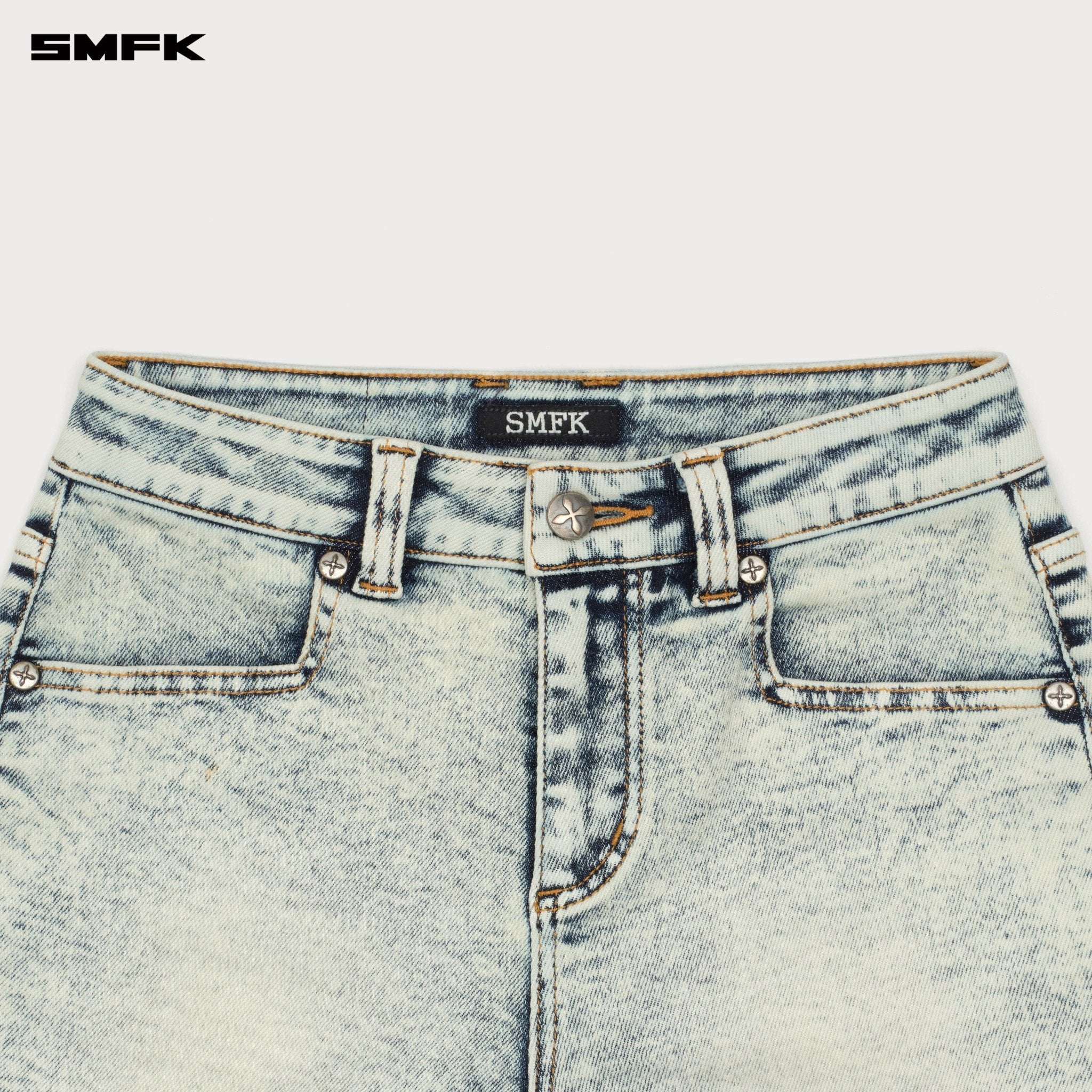 SMFK Compass Dancer Classic Denim Shorts In White | MADAX