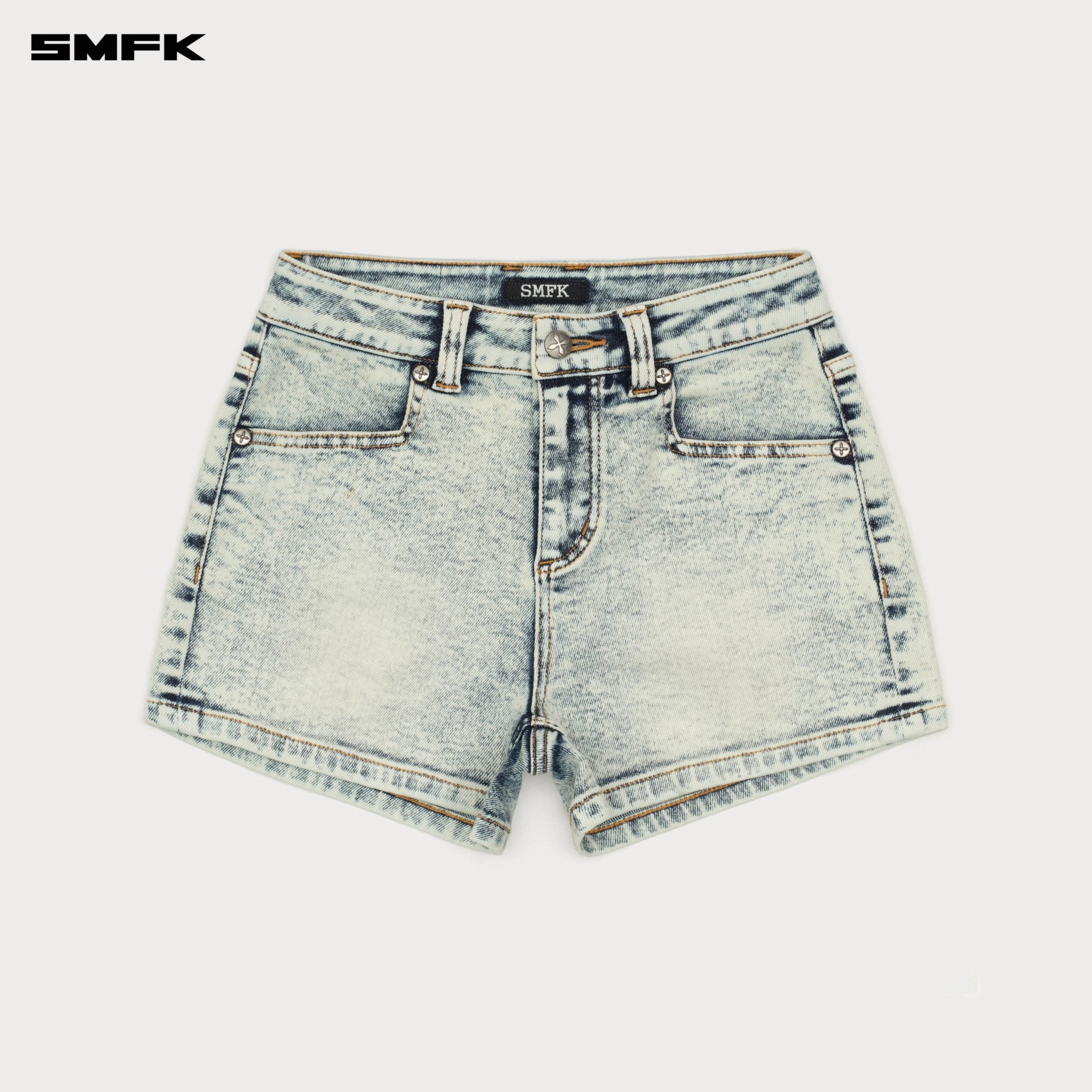 SMFK Compass Dancer Classic Denim Shorts In White | MADAX