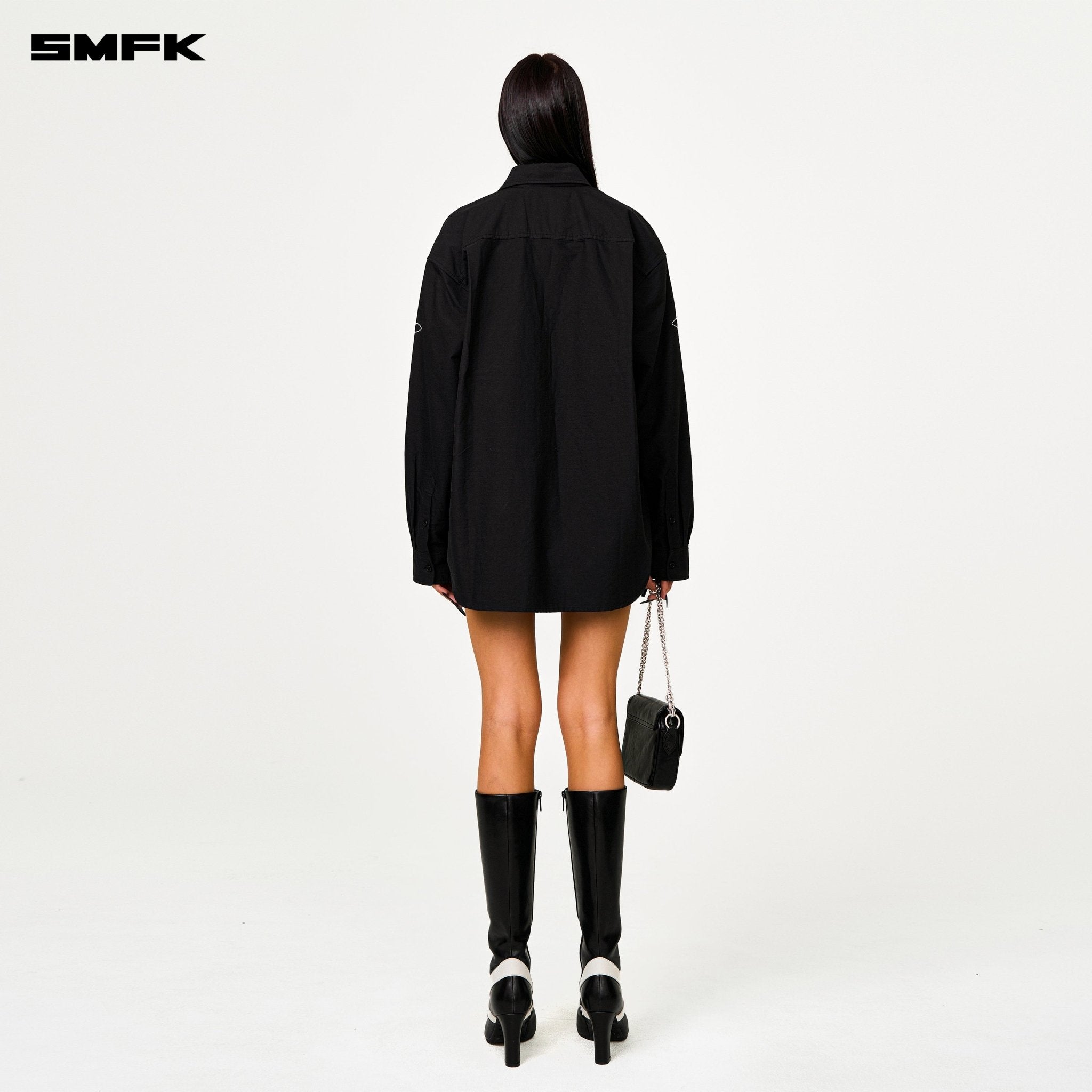 SMFK Compass Designer Oversize Shirt In Black | MADAX