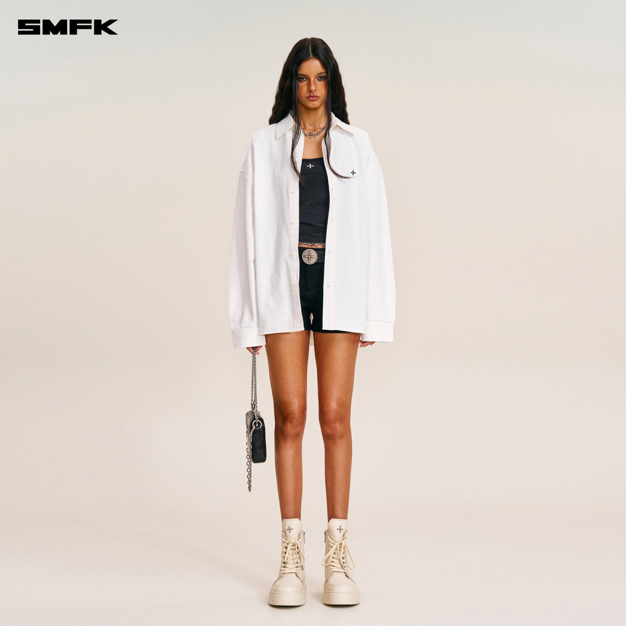 SMFK Compass Giant Shirt In Snow Mountain White | MADAX