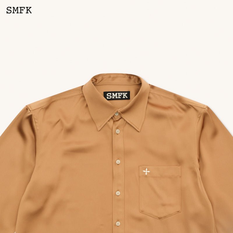 SMFK Compass Gold Snake Satin Wide Shirt | MADA IN CHINA