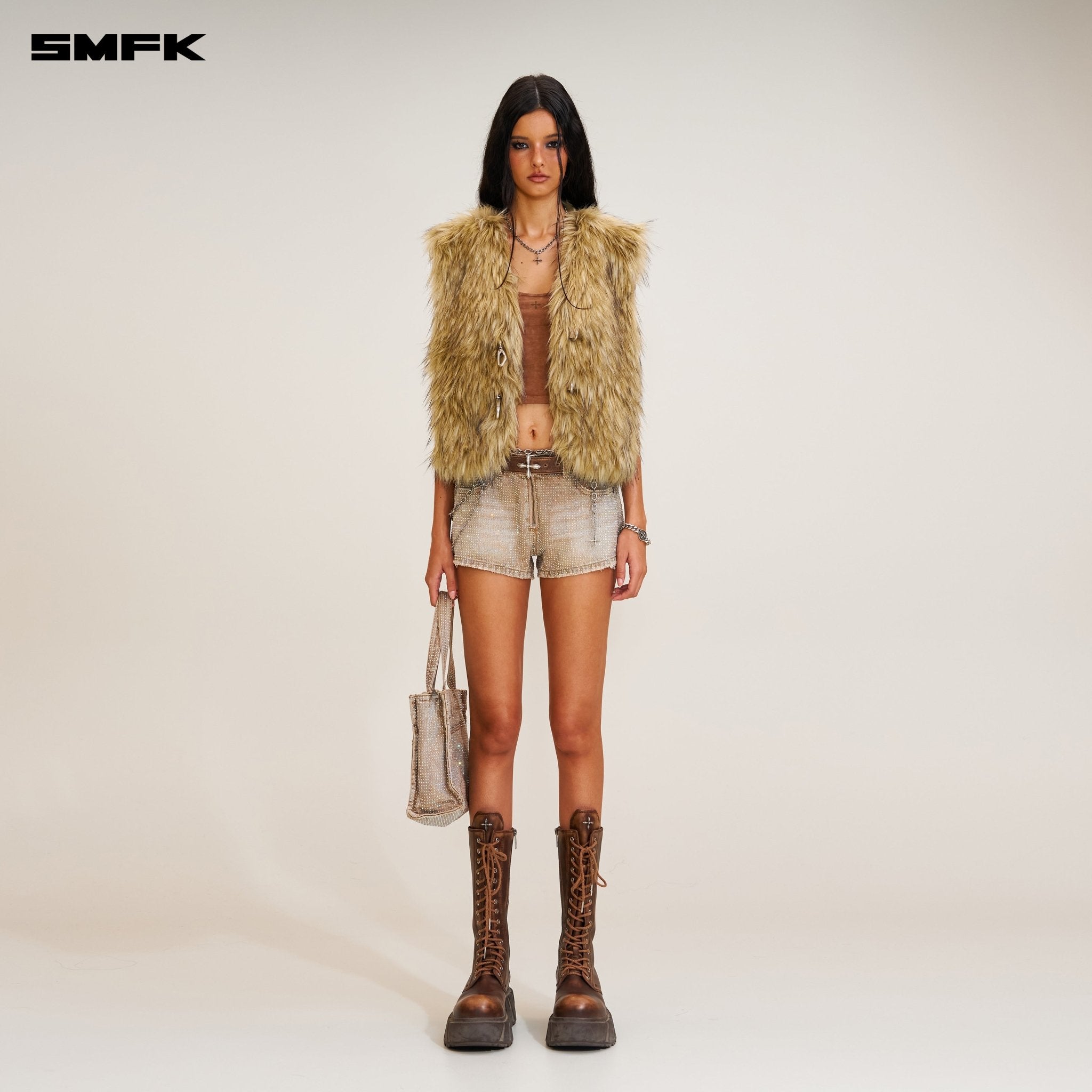 SMFK Compass Grassland Woolly Huge Tank In Wolf Brown | MADAX