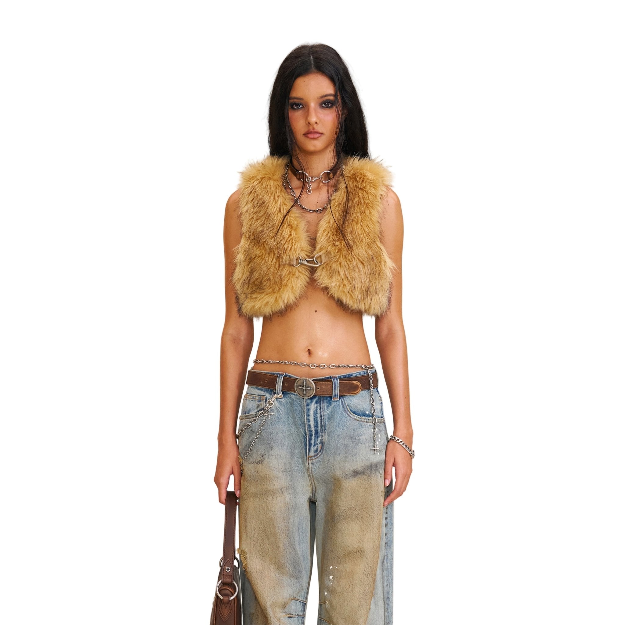 SMFK Compass Grassland Woolly Short Tank In Wild Brown | MADAX