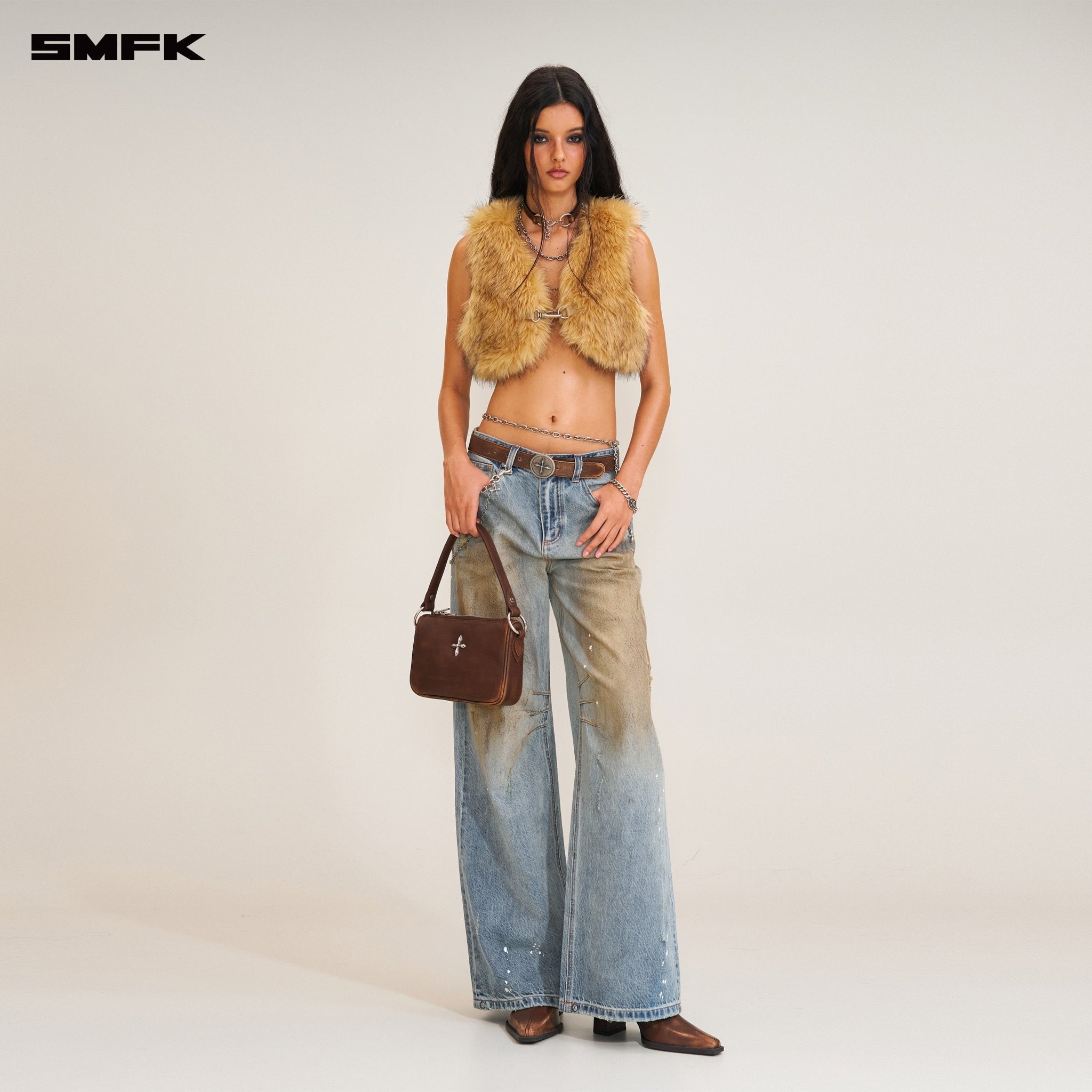 SMFK Compass Grassland Woolly Short Tank In Wild Brown | MADAX