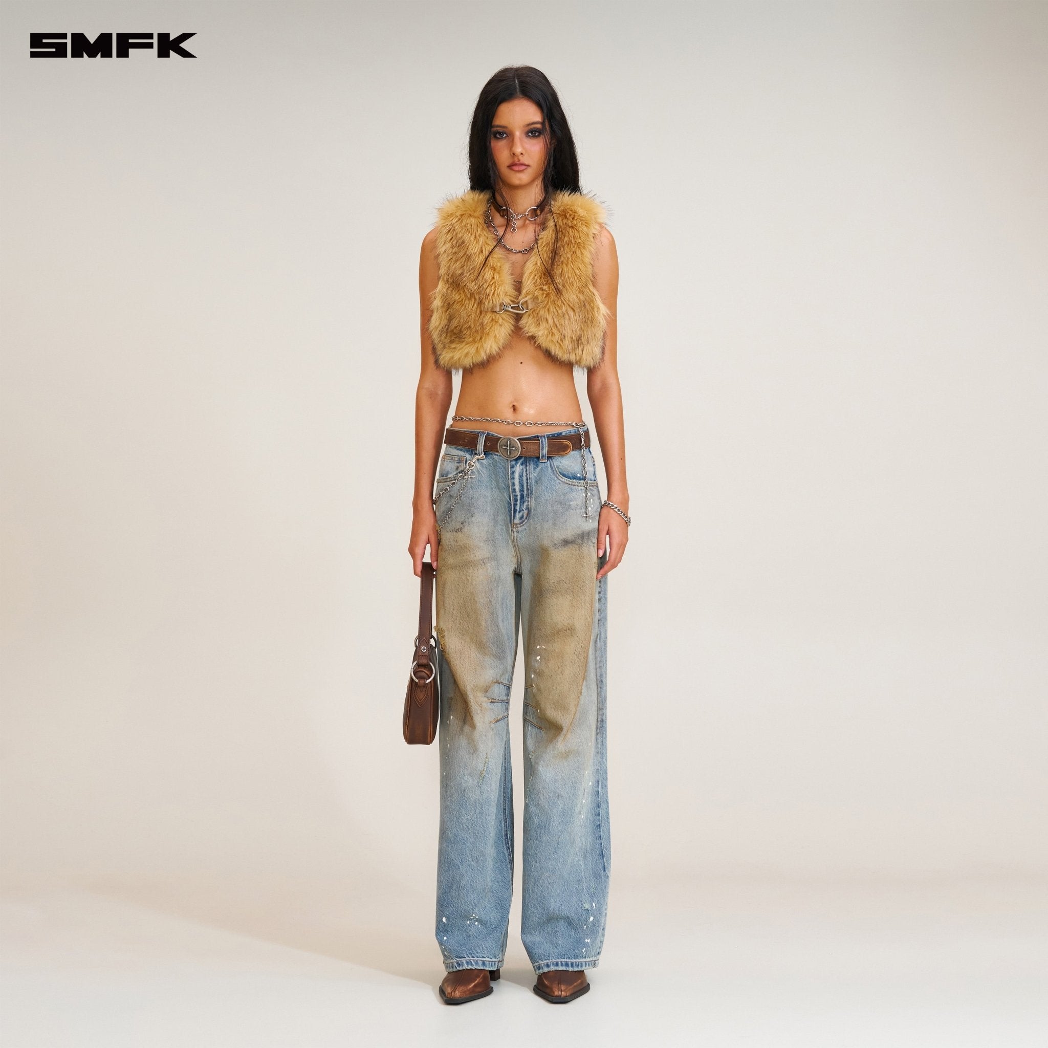 SMFK Compass Grassland Woolly Short Tank In Wild Brown | MADAX