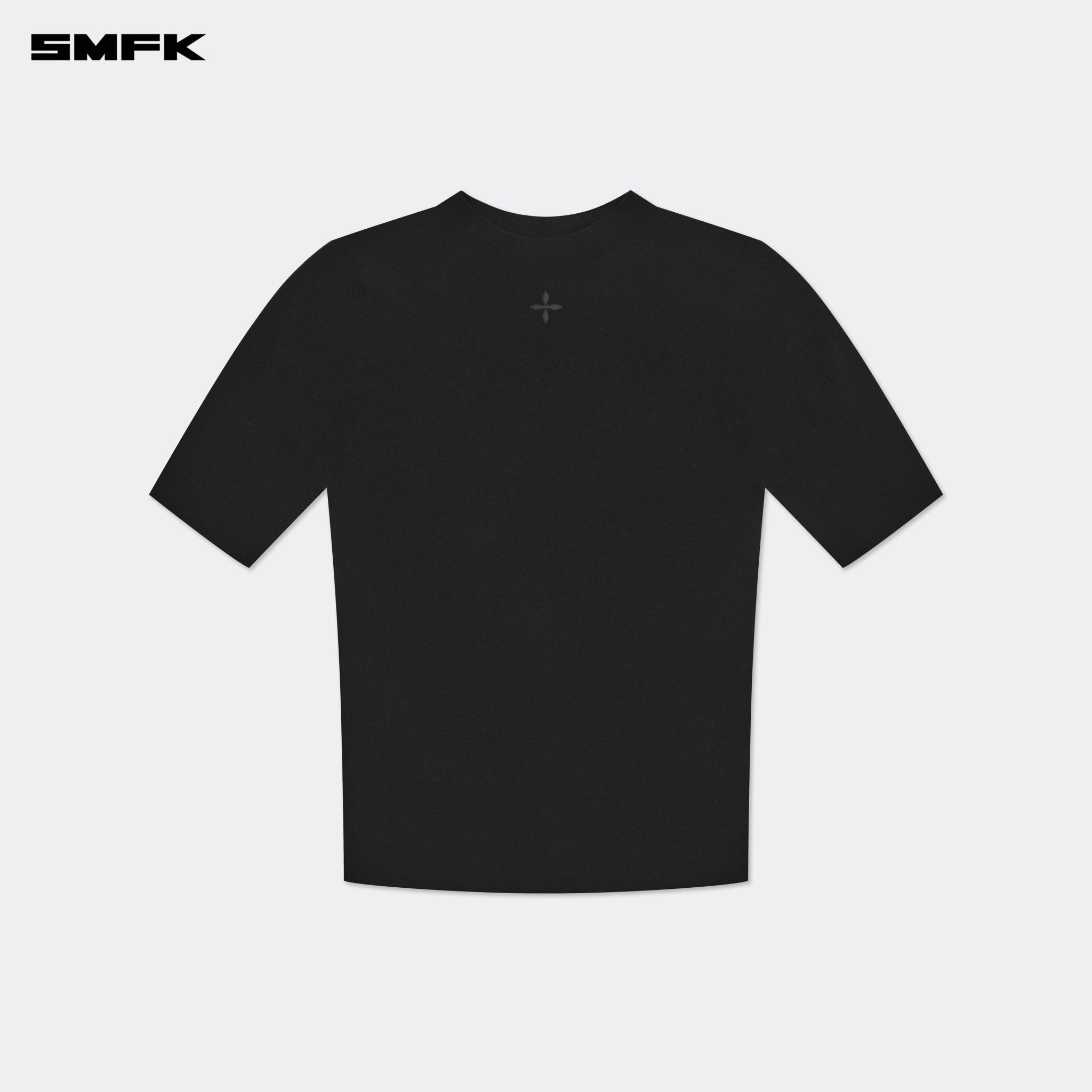 SMFK Compass Hug High Neck Seamless Knit Tee Black | MADAX