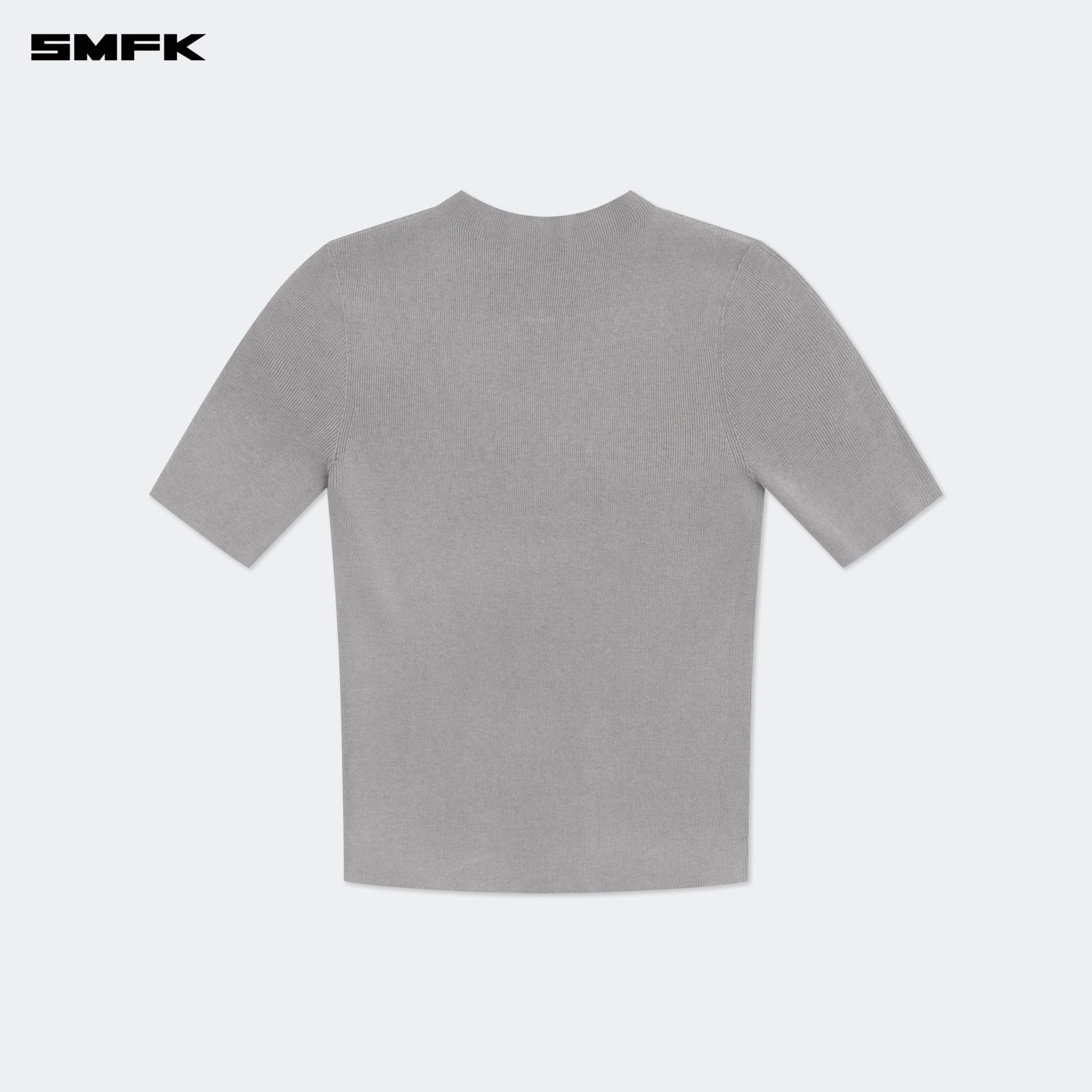 SMFK Compass Hug High Neck Seamless Knit Tee Gray | MADAX