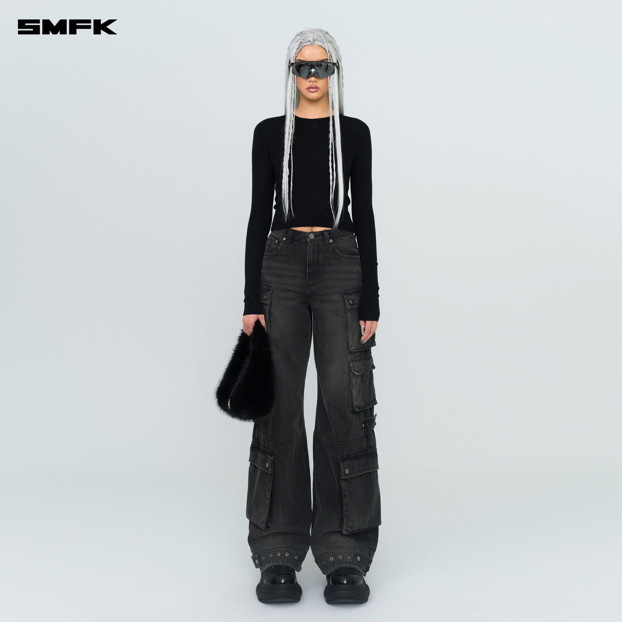 SMFK Compass Hug Knit Wool Top In Black | MADAX