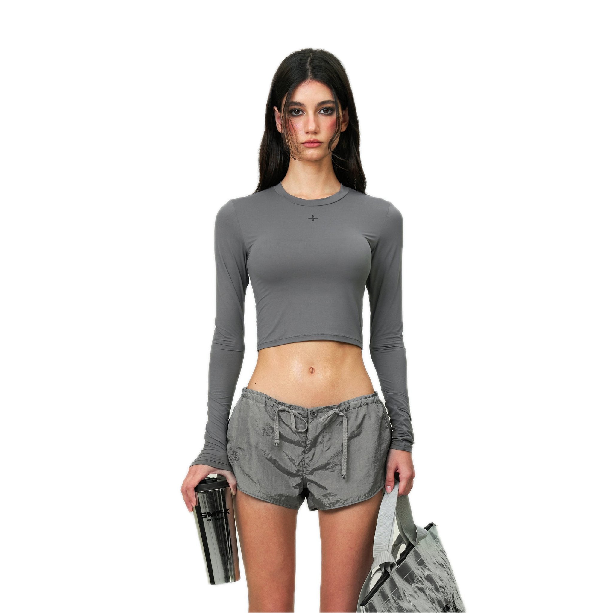 Compass Hug Skin-Tight Fitting Top Dark Gray | MADAX