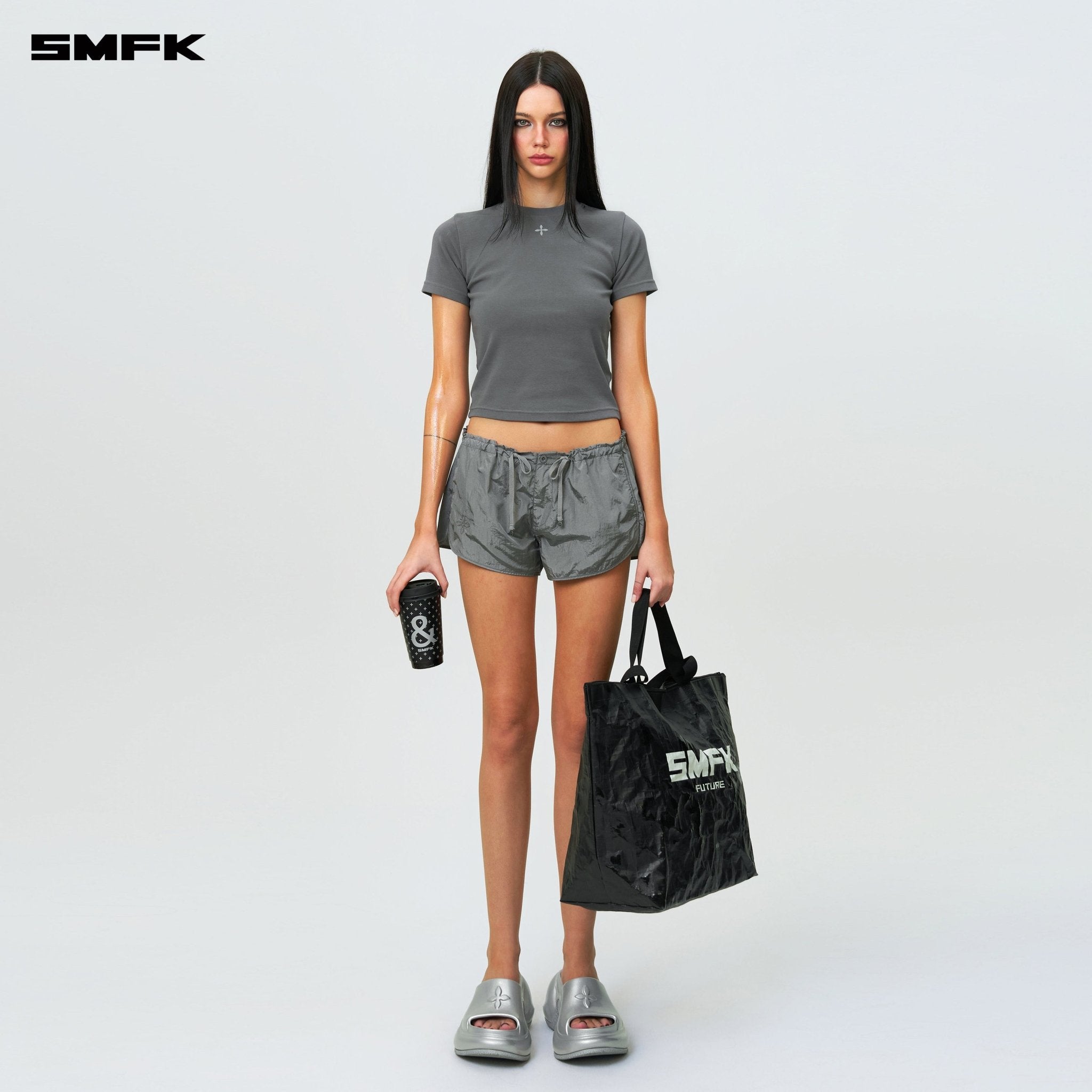 SMFK Compass Hug Slim Fit Tee Dark Gray | MADAX