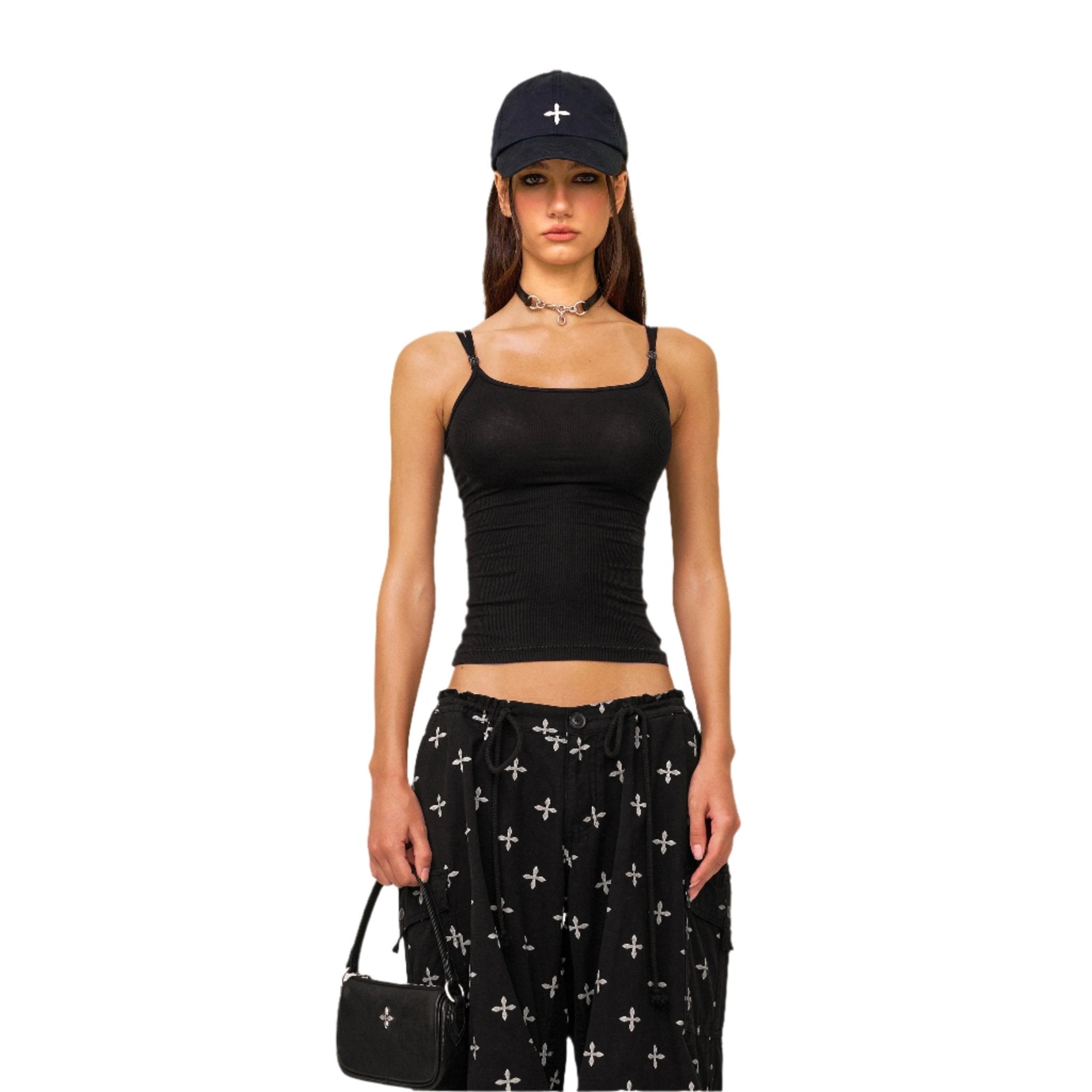 SMFK Compass Hug Sports Slim - fit Strap Top In Black | MADAX