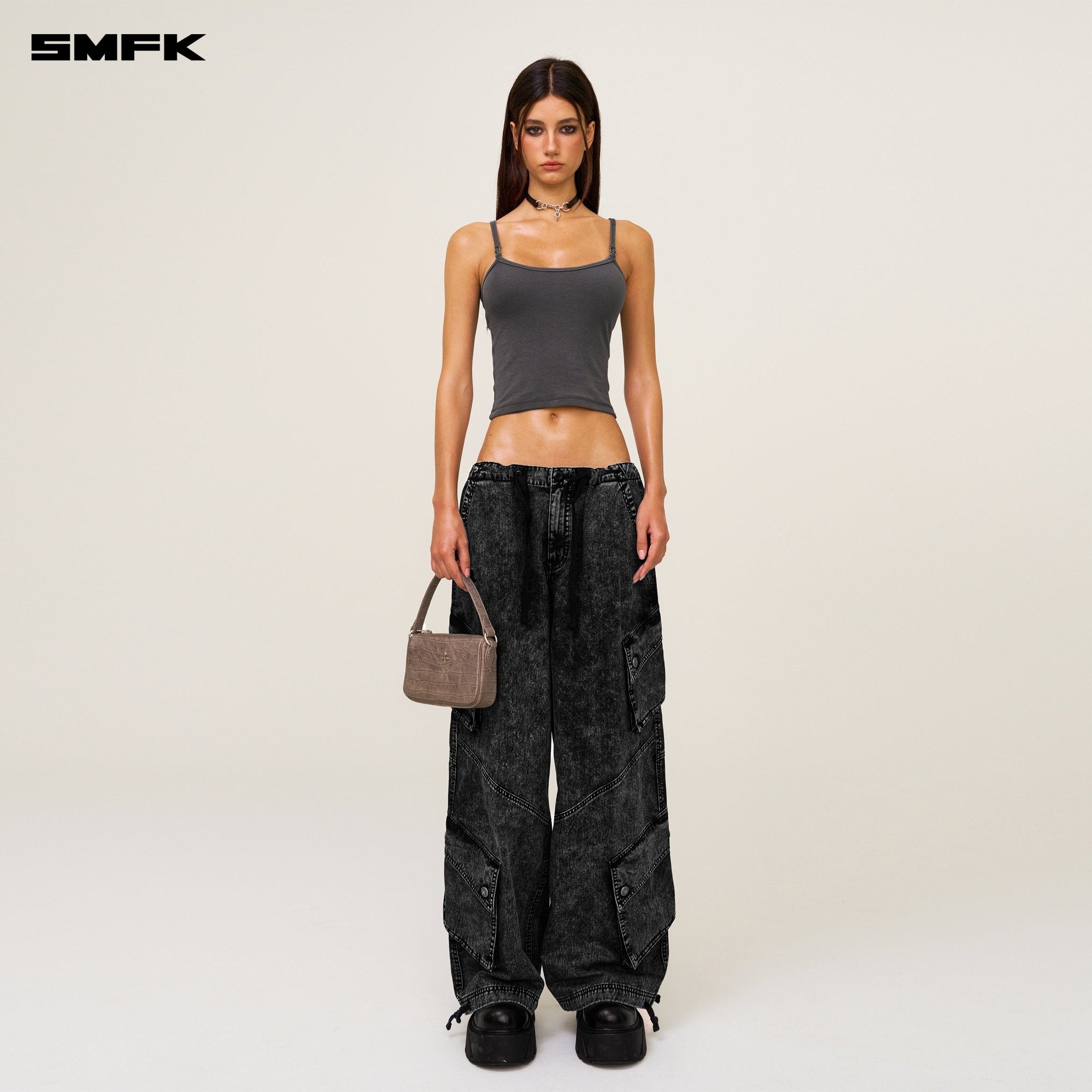 SMFK Compass Hug Sports Slim - fit Strap Top In Grey | MADAX