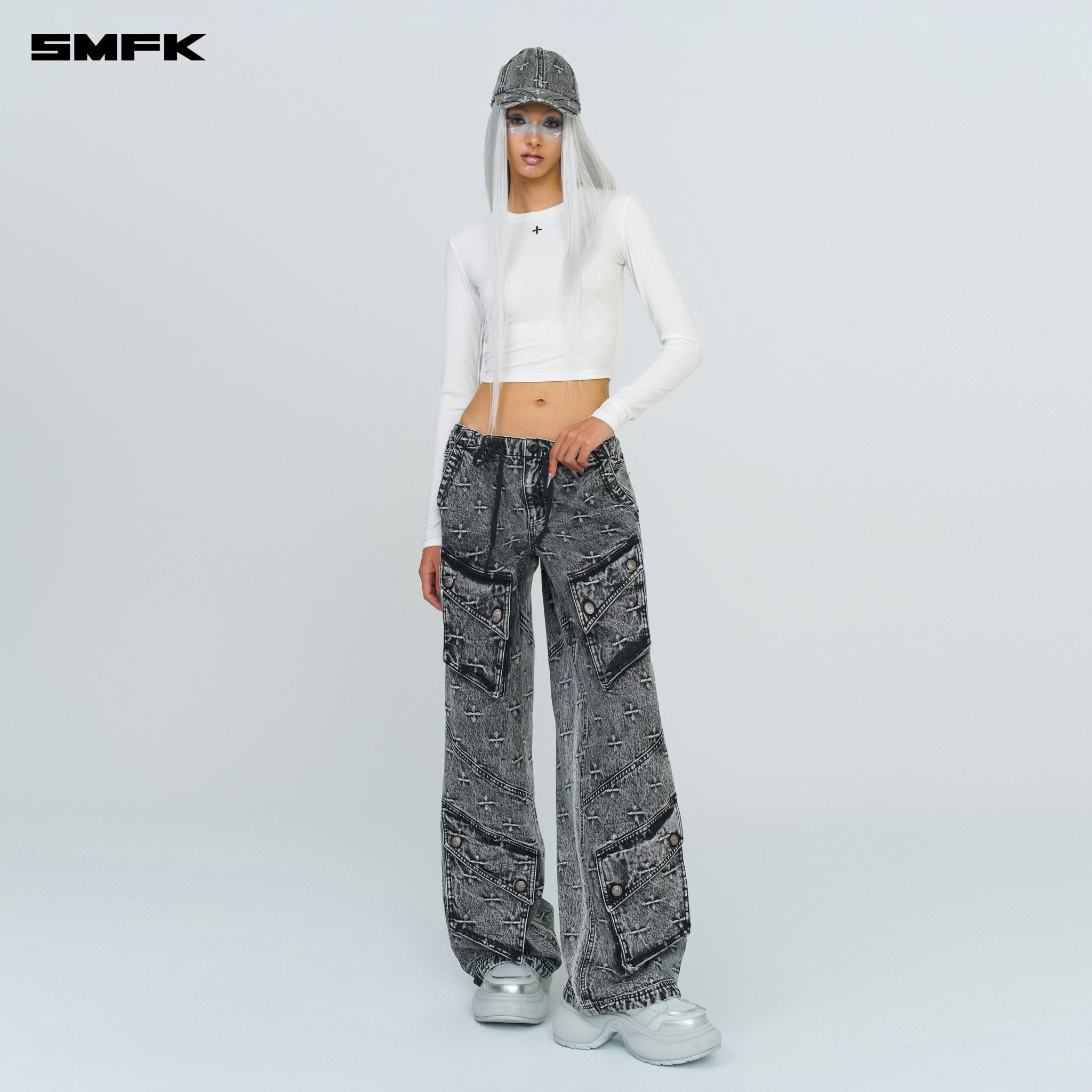 SMFK Compass Hug Tight Sports Top In White | MADAX