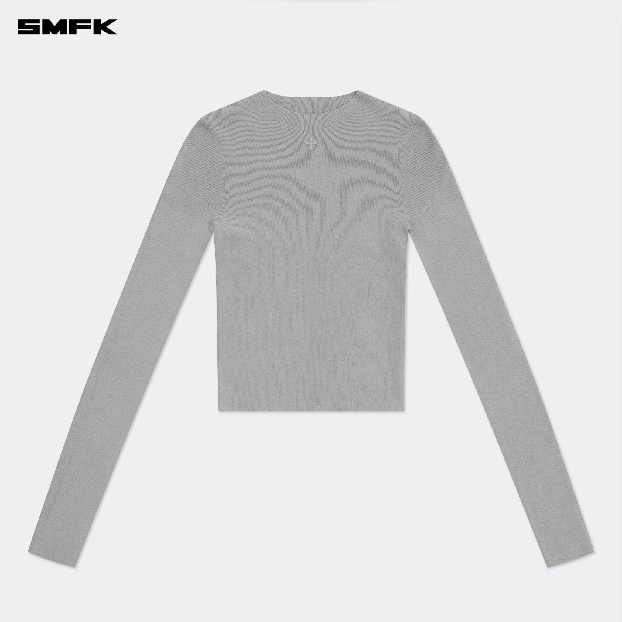 SMFK Compass Hug Turtleneck Knit Sweatshirt In Gray | MADAX