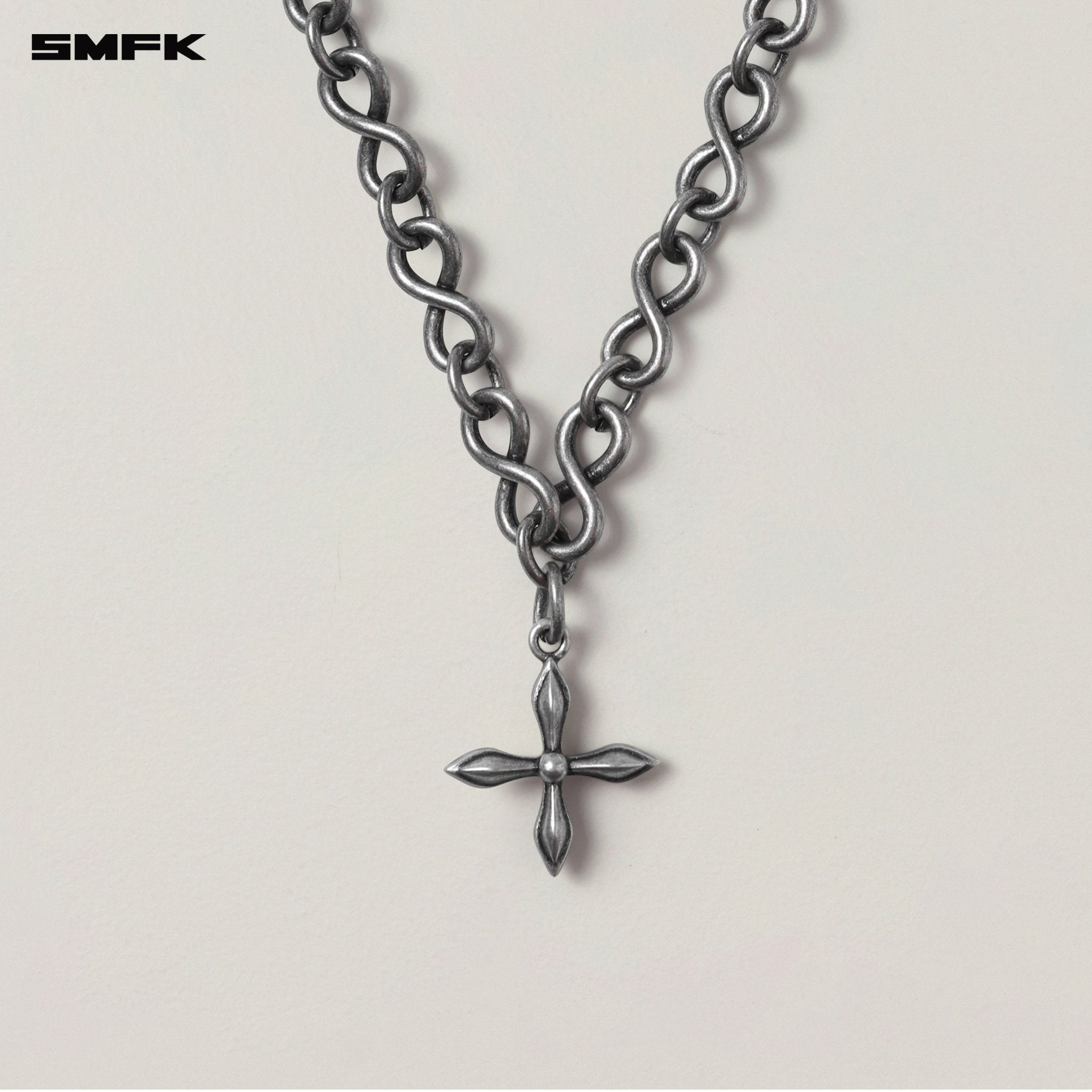 SMFK Compass Infinite Loop Metal Necklace In Antique Silver | MADAX