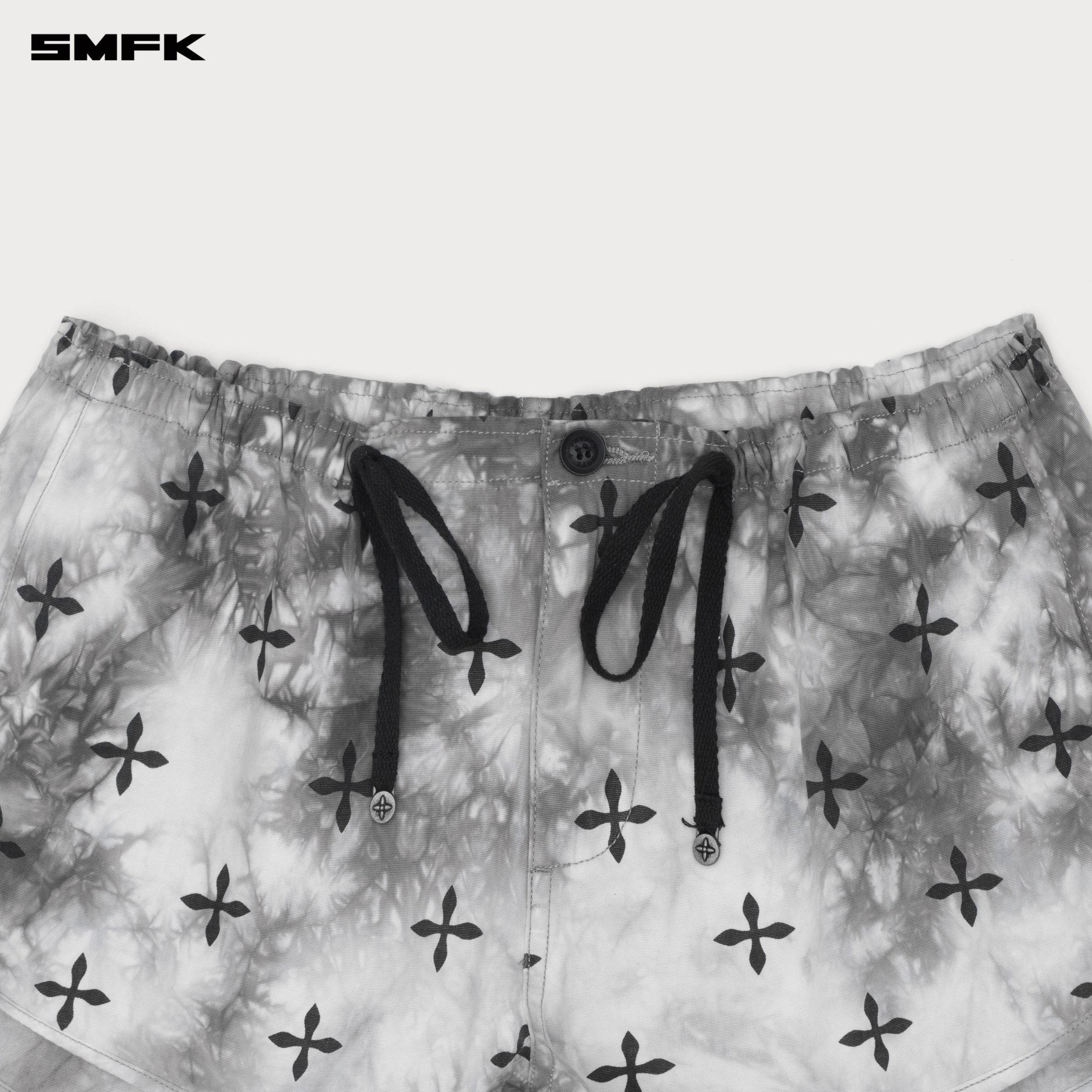 SMFK Compass Ink Garden Hand - Dyed Paratrooper Shorts In Black and White | MADAX