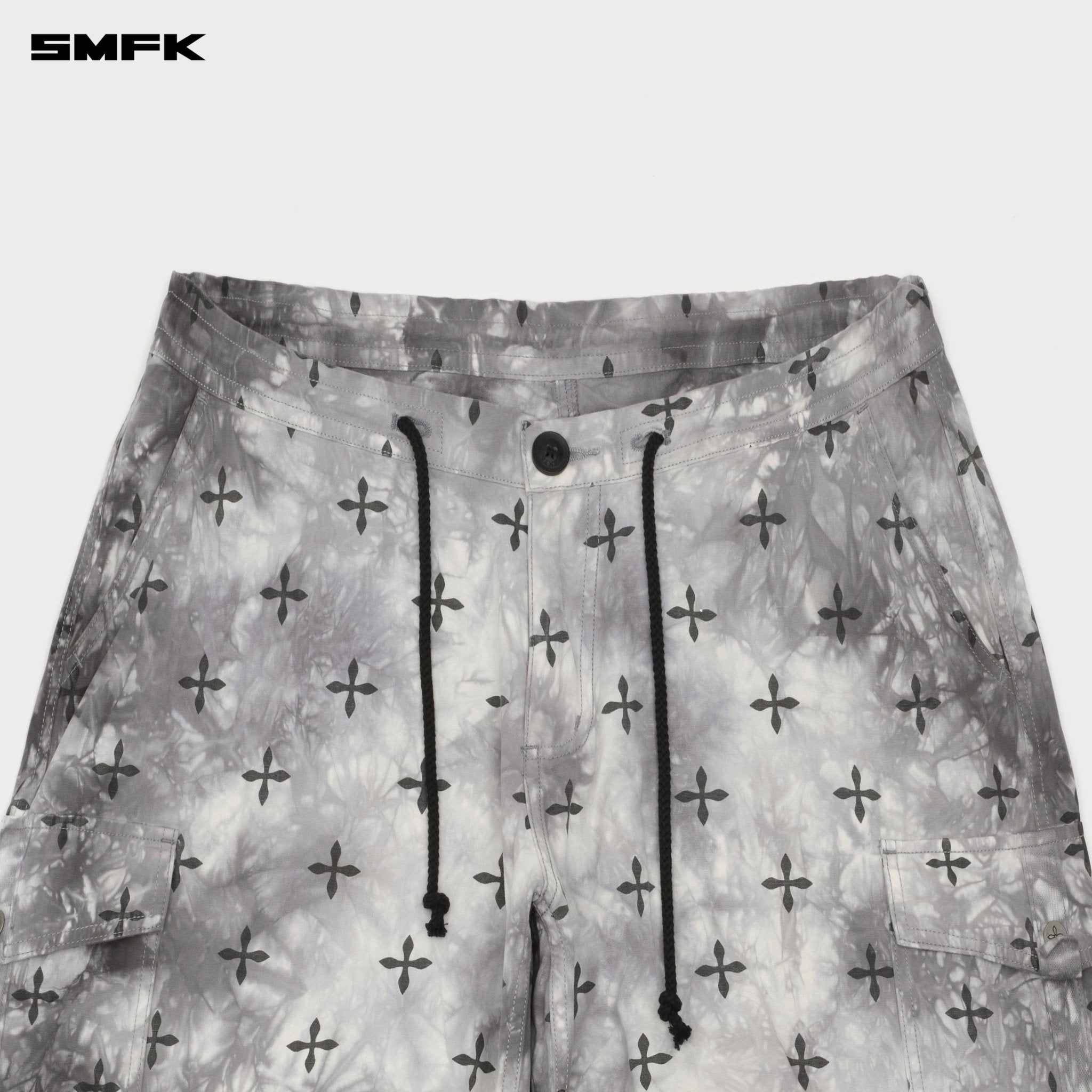 SMFK Compass Ink Garden Tie - Dye Hunting Paratrooper Pants In Black and White | MADAX
