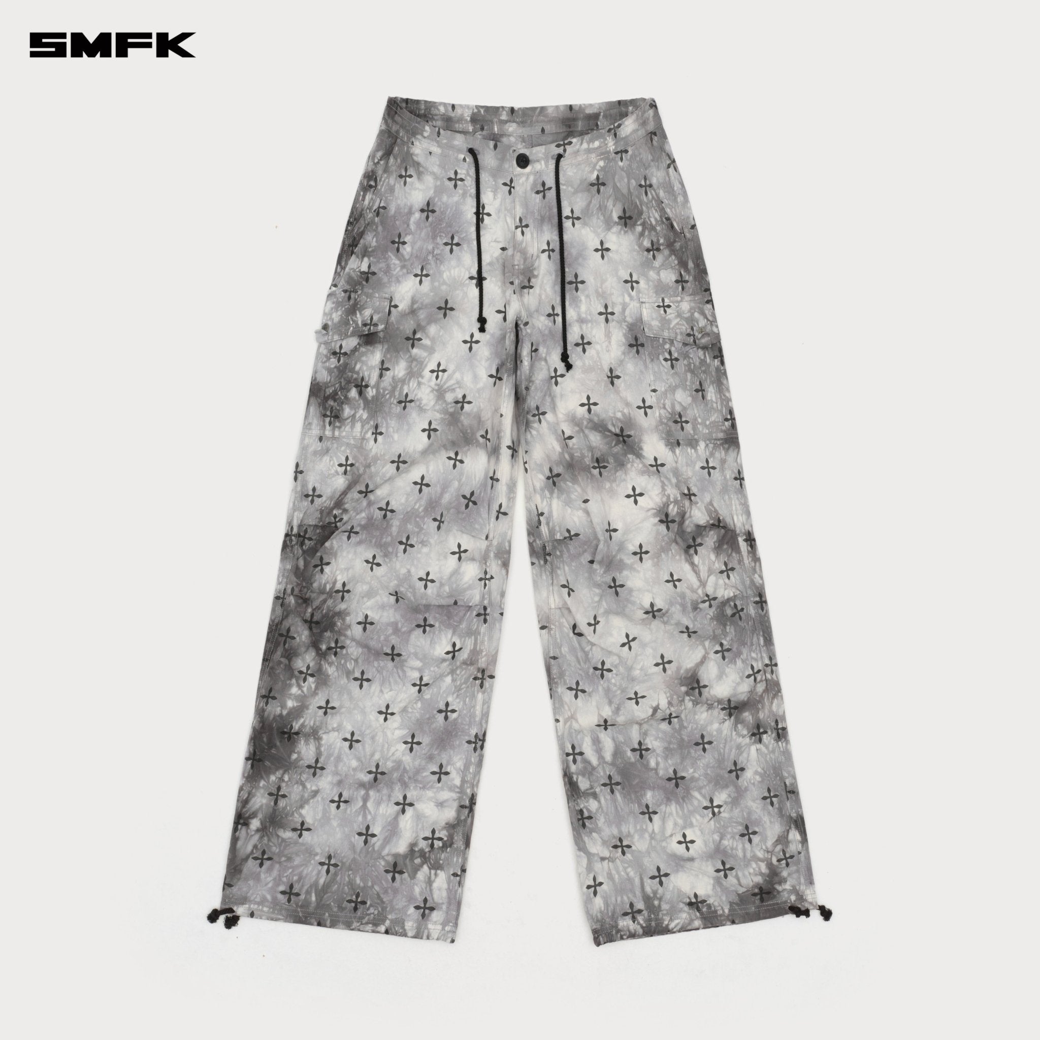 SMFK Compass Ink Garden Tie - Dye Hunting Paratrooper Pants In Black and White | MADAX