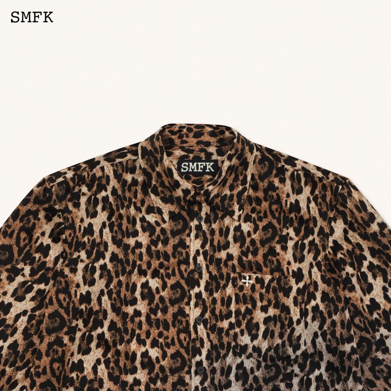 SMFK Compass Leopard Satin Oversized Shirt | MADA IN CHINA