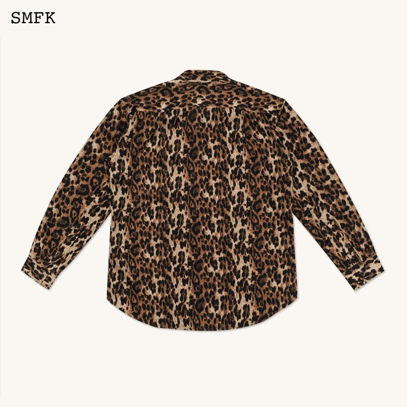 SMFK Compass Leopard Satin Oversized Shirt | MADA IN CHINA