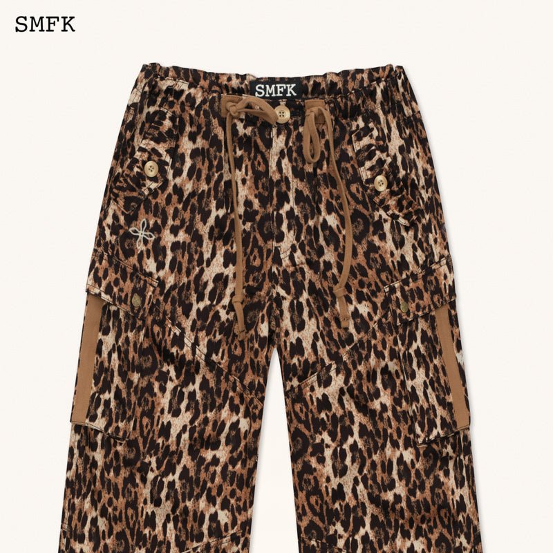 SMFK Compass Leopard Satin Vintage Paratrooper Pants | MADA IN CHINA