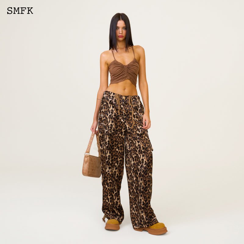 SMFK Compass Leopard Satin Vintage Paratrooper Pants | MADA IN CHINA