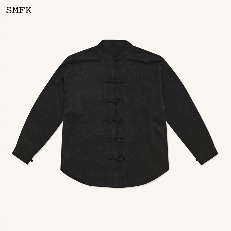 SMFK Compass Mandarin Front Satin Shirt | MADA IN CHINA