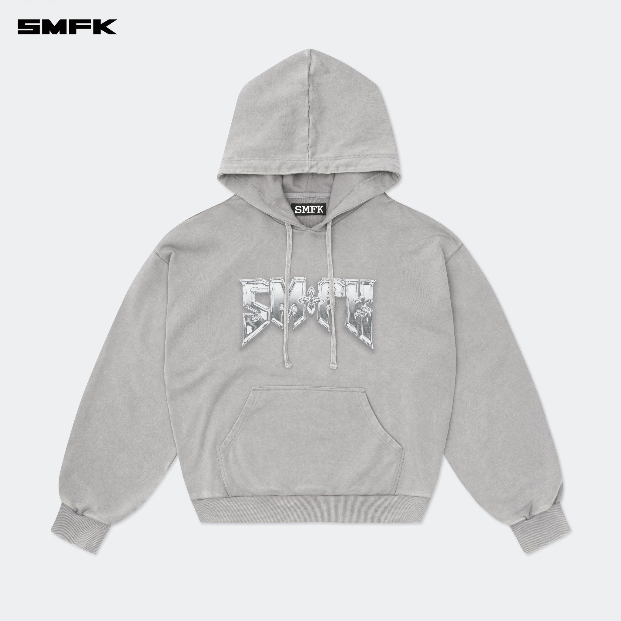 SMFK Compass Metal Rock Loose Hoodie Gray | MADAX