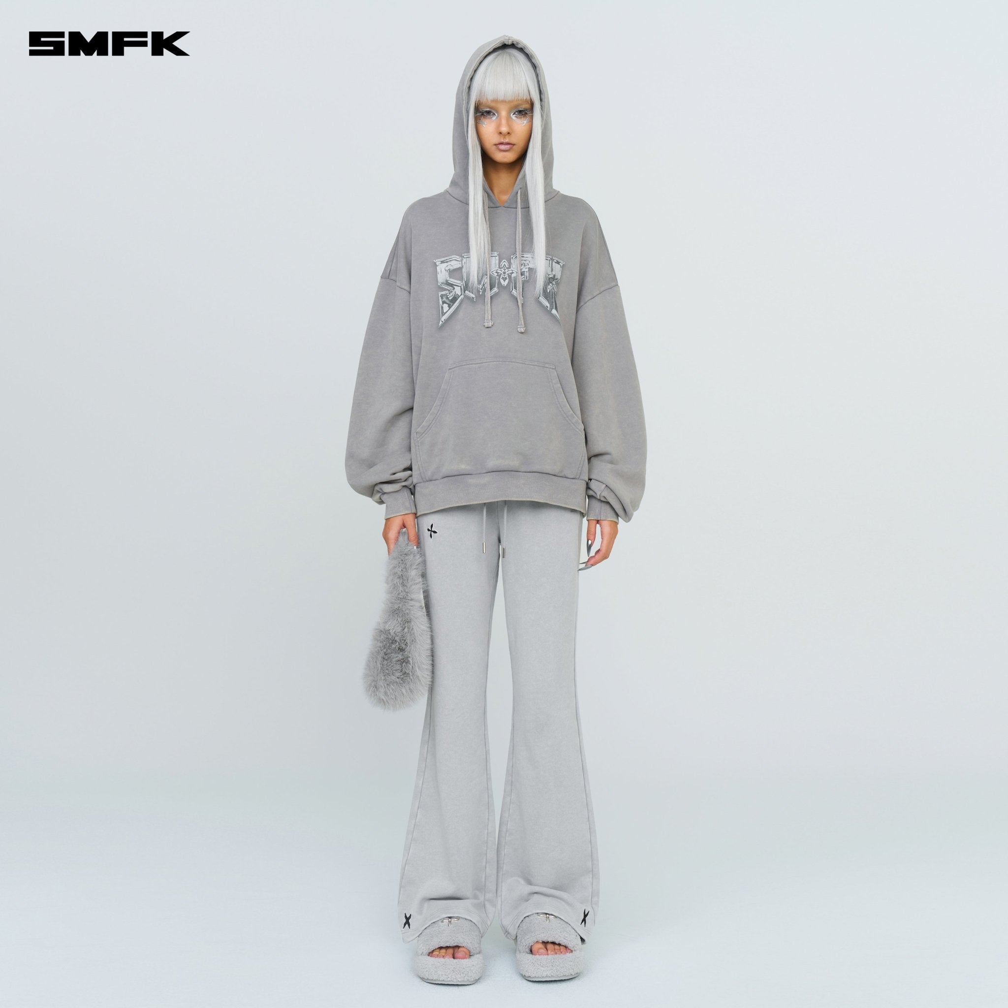 SMFK Compass Metal Rock Loose Hoodie Gray | MADAX