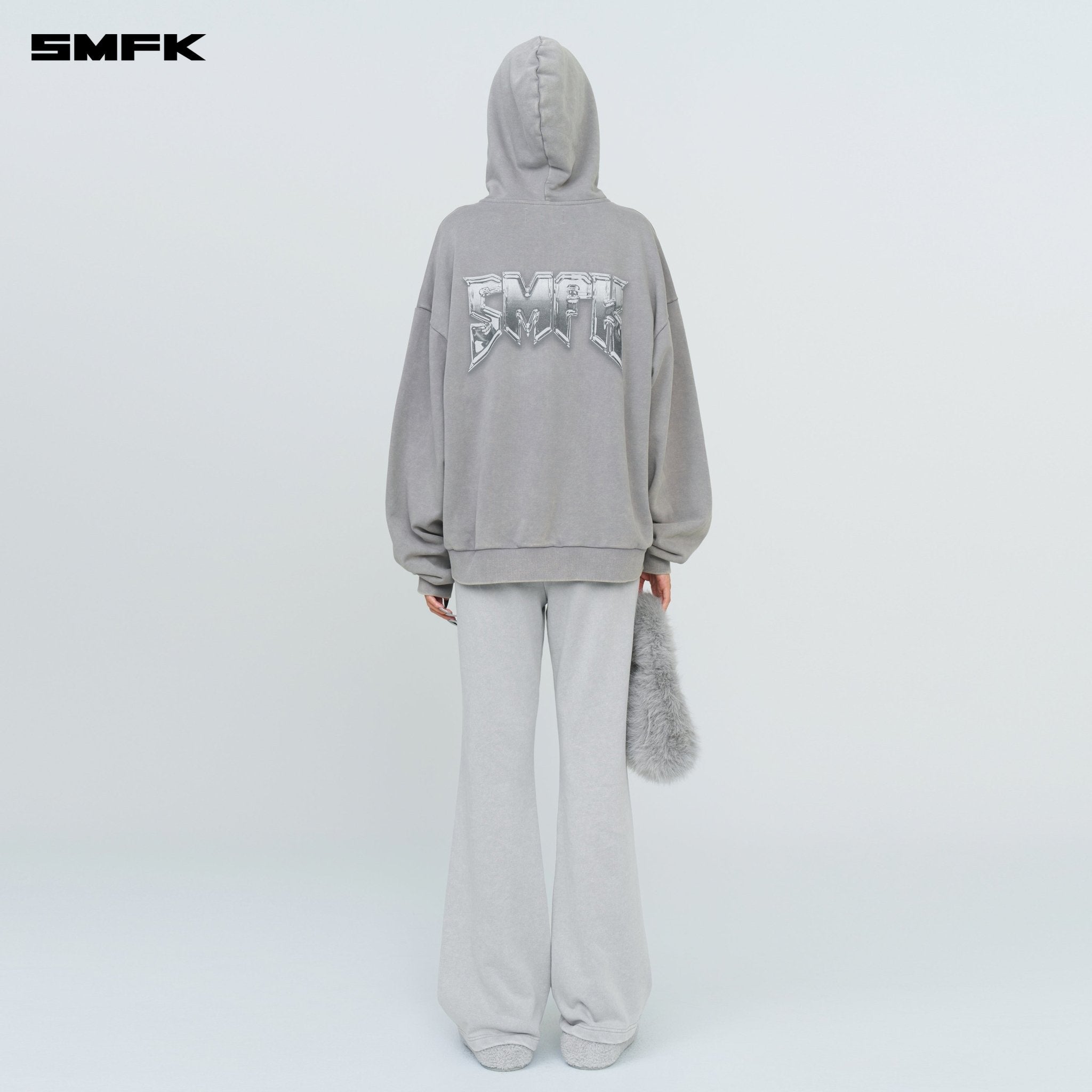 SMFK Compass Metal Rock Loose Hoodie Gray | MADAX