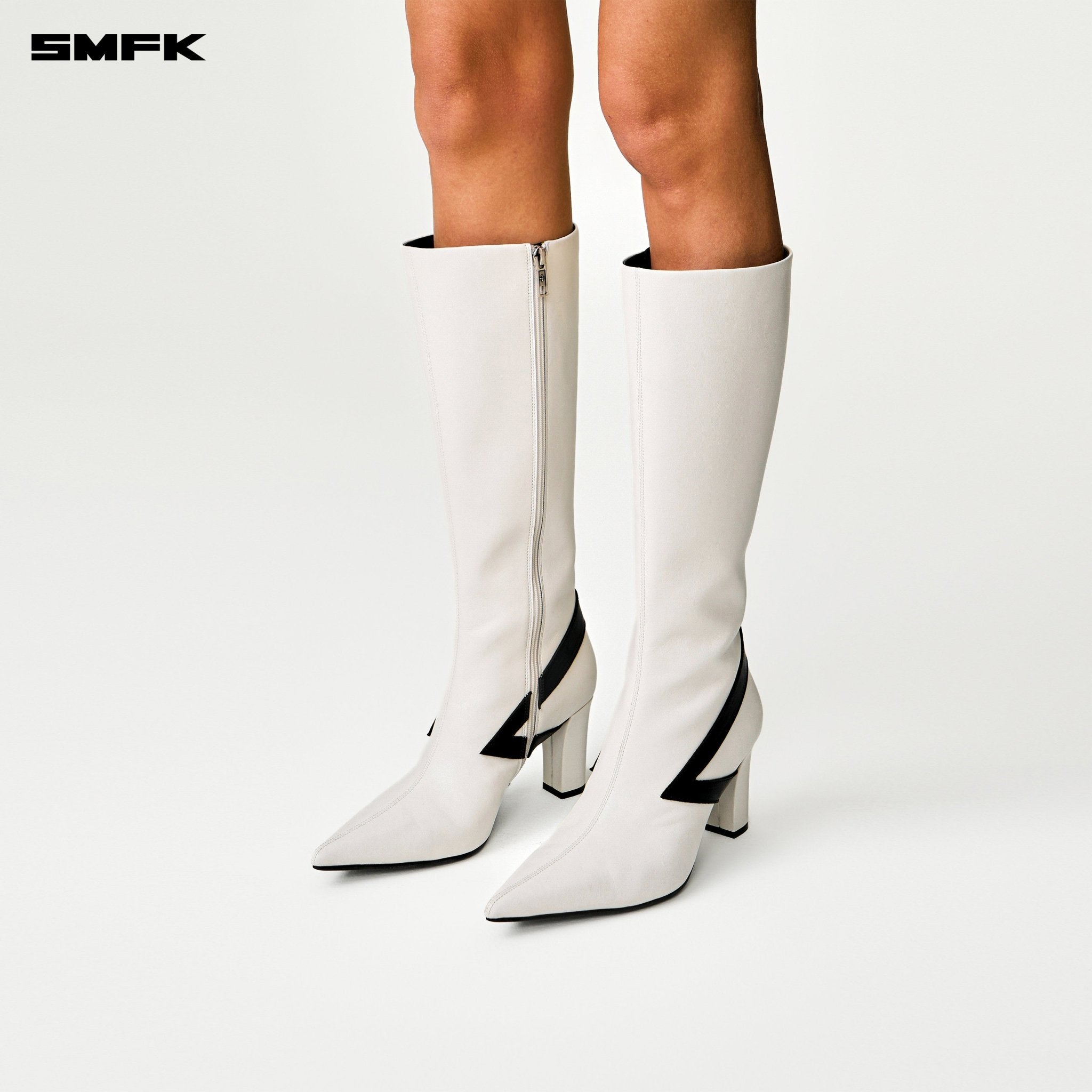 SMFK Compass Meteor High - Heeled Boots In White | MADAX