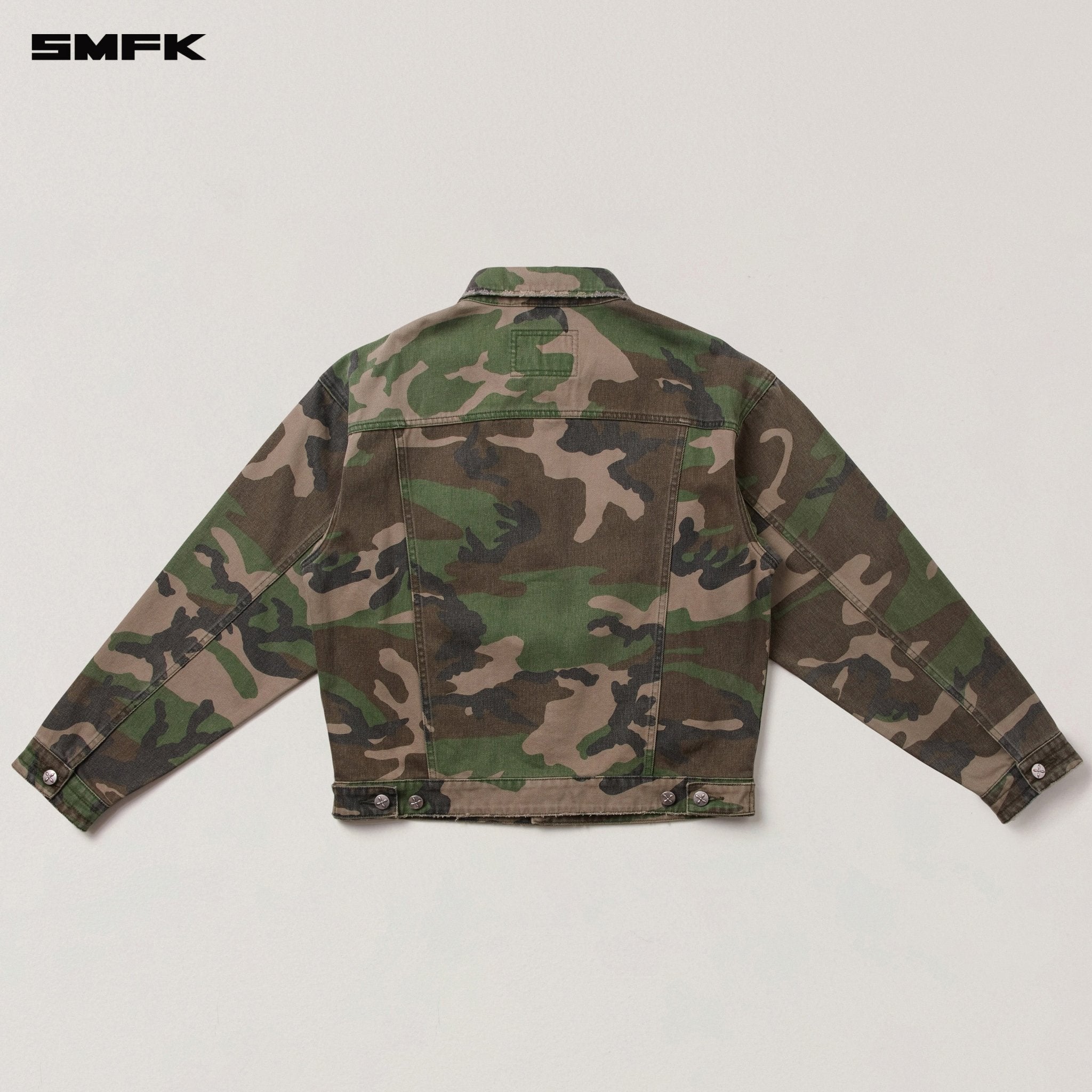 SMFK Compass Mode Camo Denim Jacket In Army Green Camouflage | MADAX