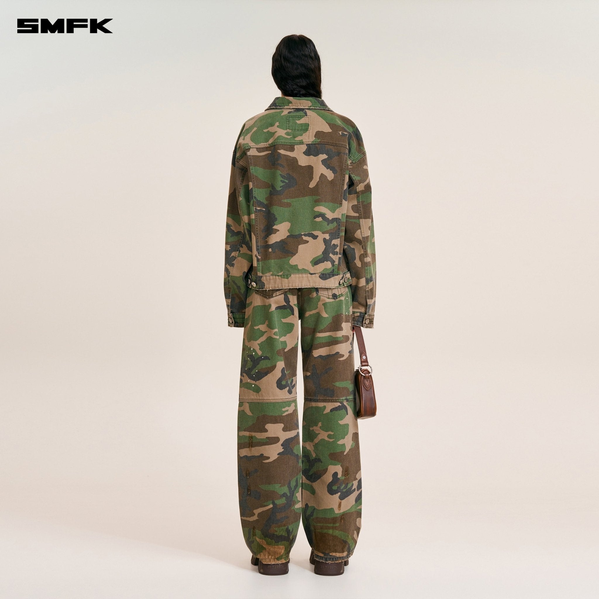 SMFK Compass Mode Camo Denim Jacket In Army Green Camouflage | MADAX