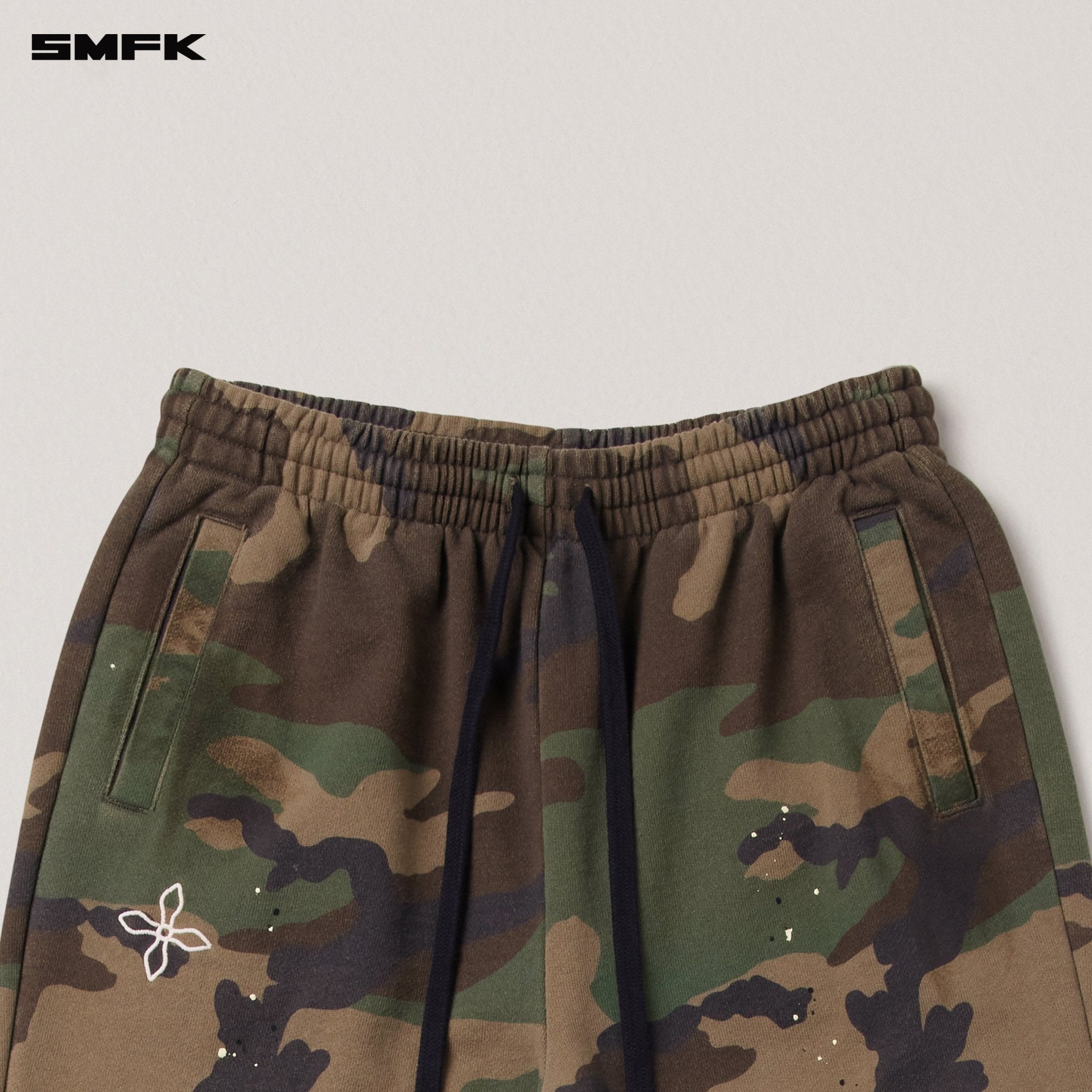 SMFK Compass Mode Camo Straight Sports Pants In Army Green Camouflage | MADAX