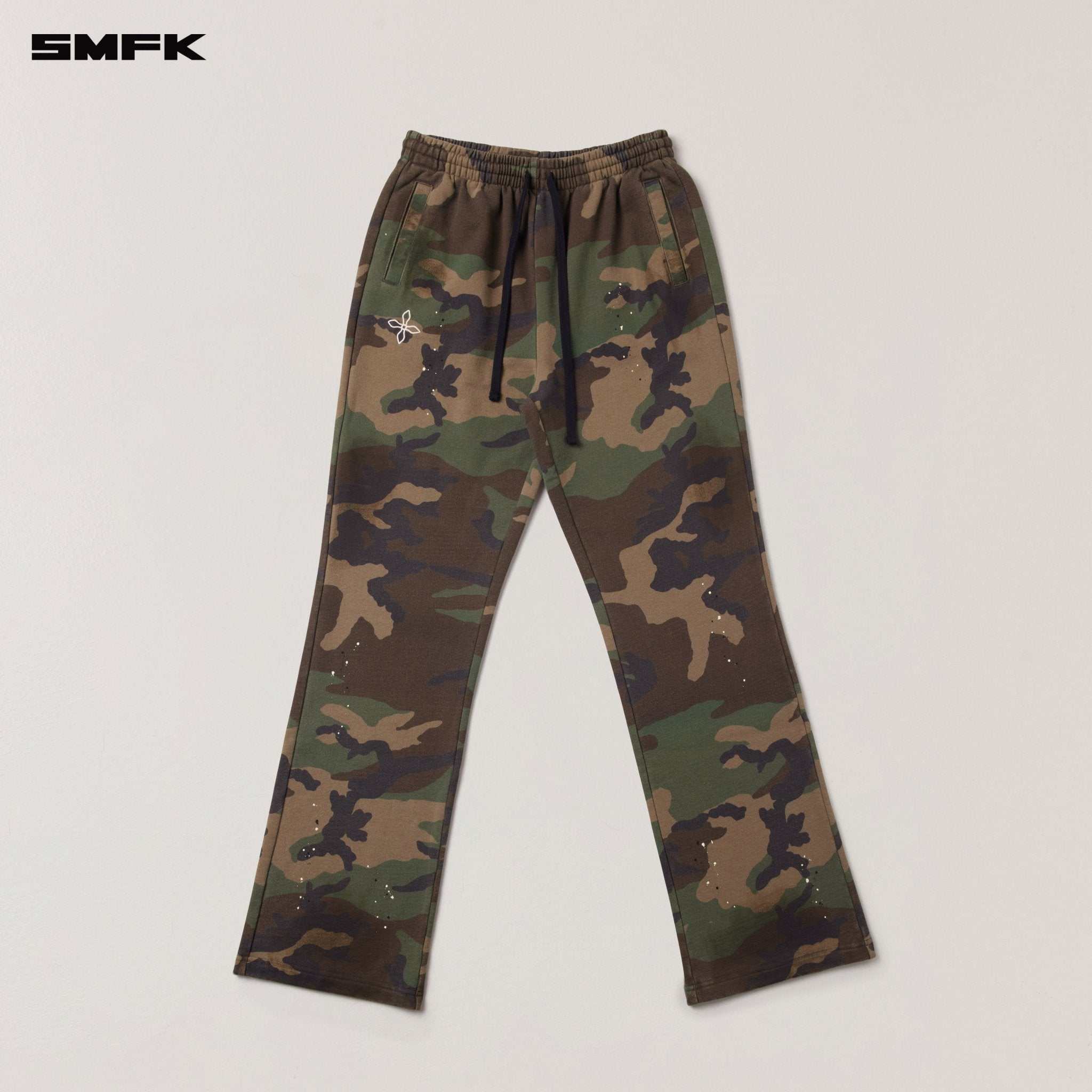SMFK Compass Mode Camo Straight Sports Pants In Army Green Camouflage | MADAX