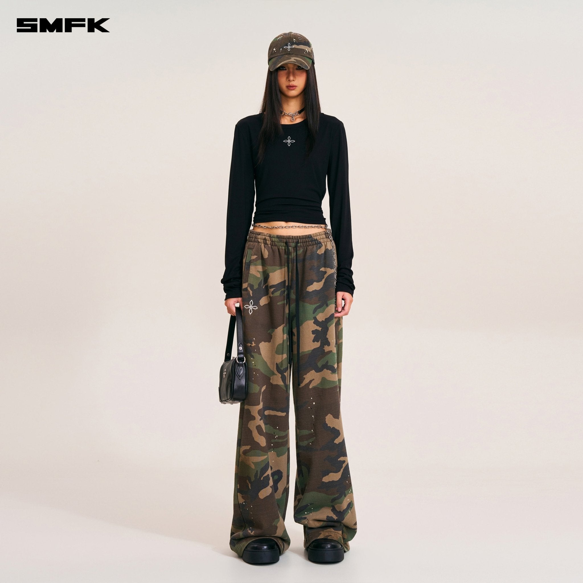 SMFK Compass Mode Camo Tower Sports Pants In Army Green Camouflage | MADAX