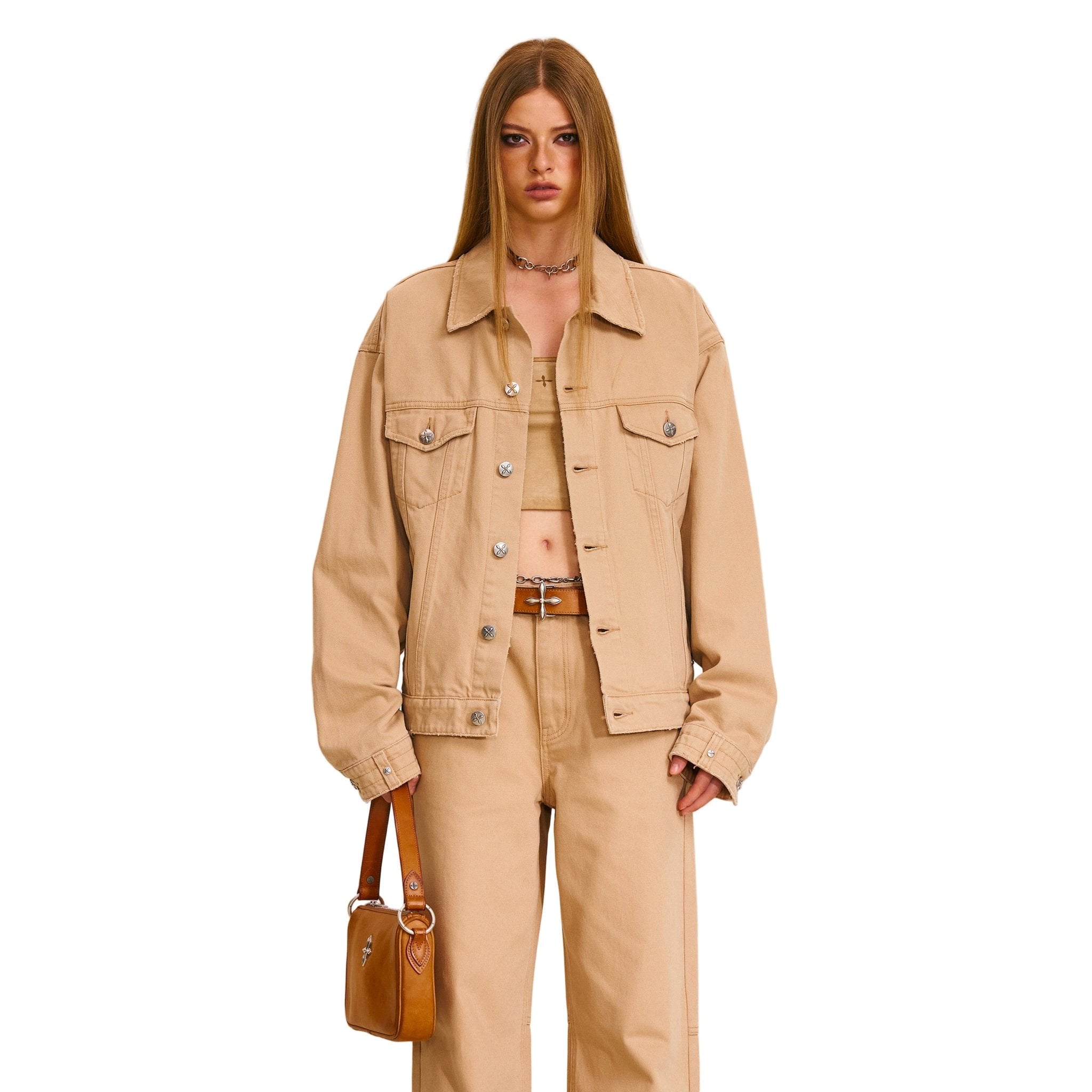 SMFK Compass Mode Denim Jacket In Sand | MADAX