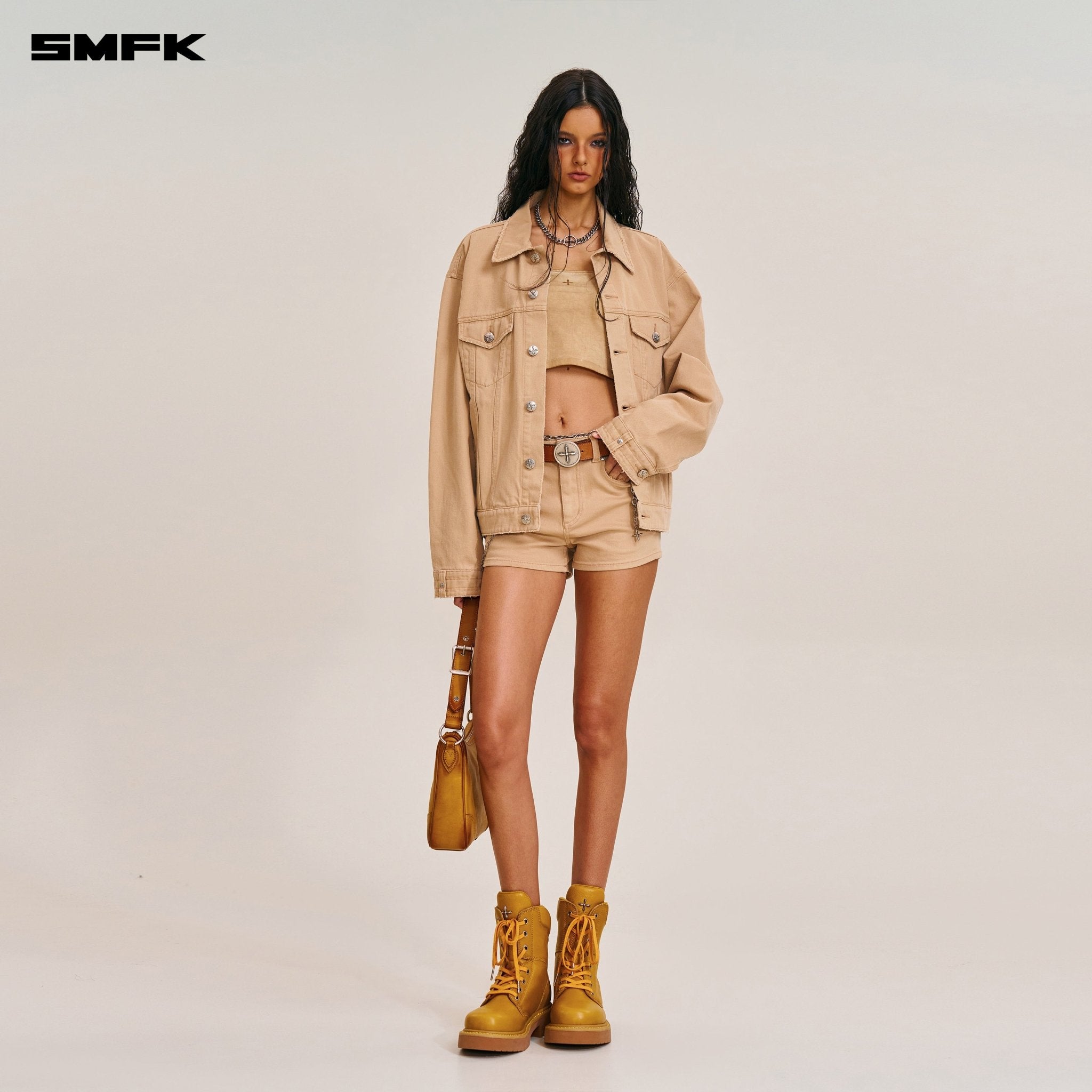 SMFK Compass Mode Denim Jacket In Sand | MADAX